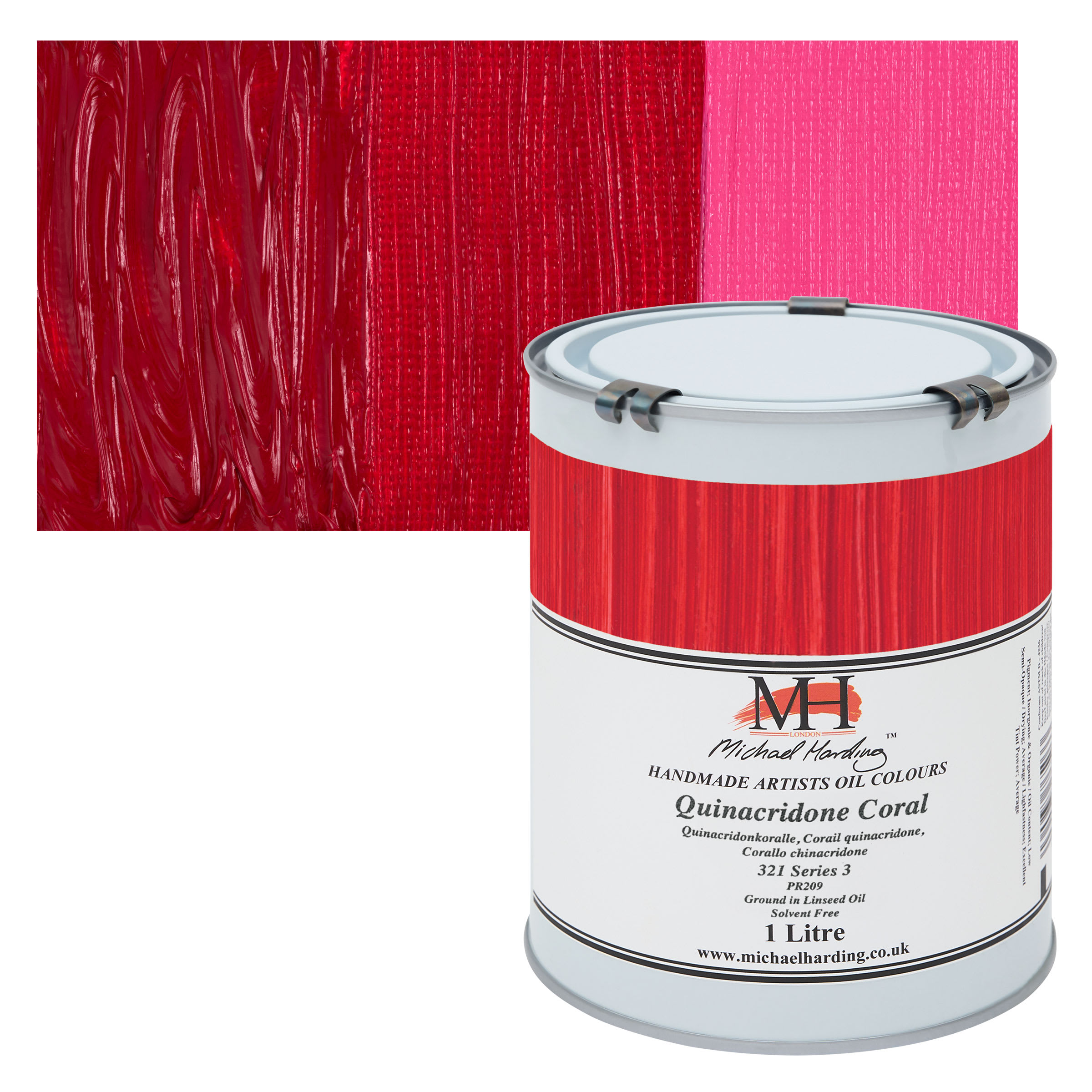 Michael Harding Artists Oil Color - Quinacridone Coral, 1 Liter