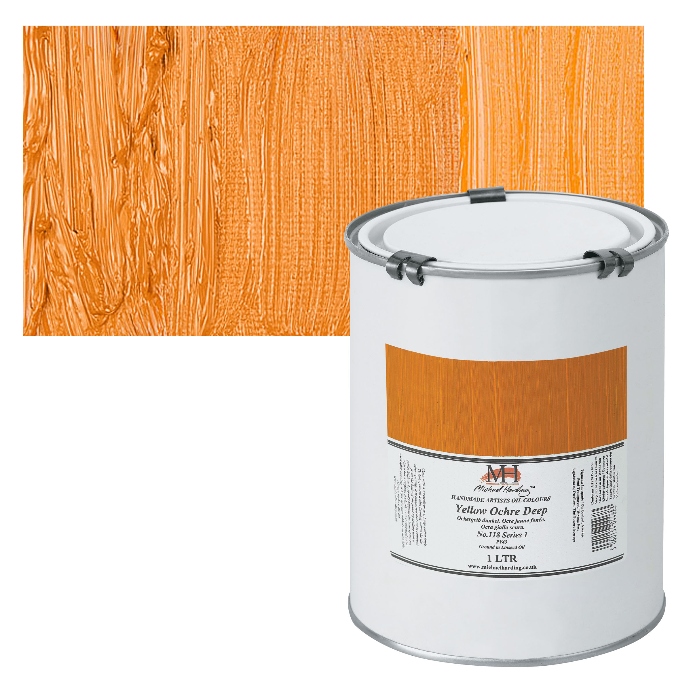 Michael Harding Artists Oil Color - Yellow Ochre Deep, 1 Liter