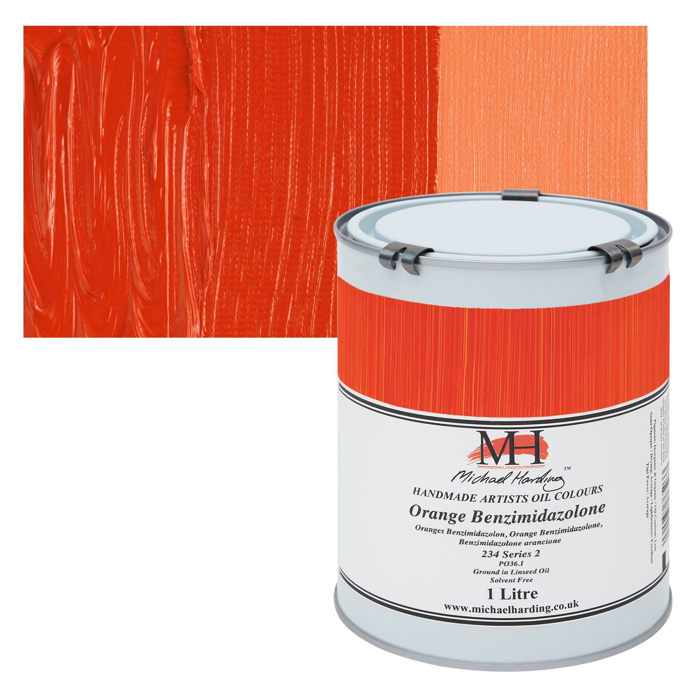Michael Harding Artists Oil Color - Orange Benzimidazolone, 1 Liter