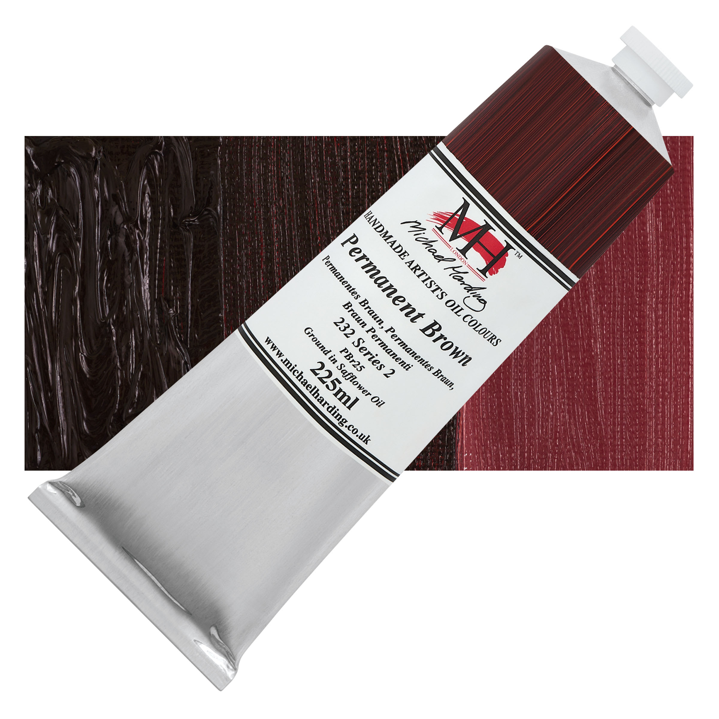 Michael Harding Artists Oil Color - Permanent Brown, 225 ml tube