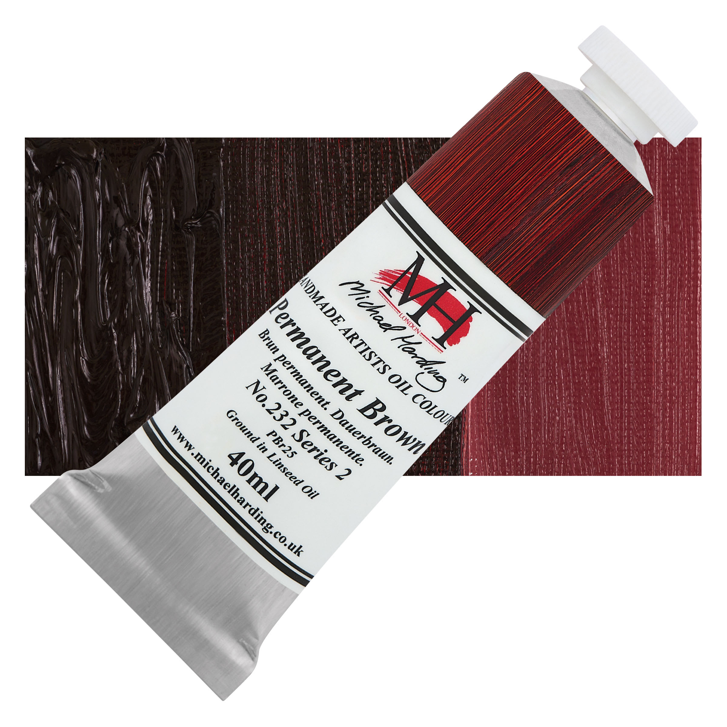 Michael Harding Artists Oil Color - Permanent Brown, 40 ml tube
