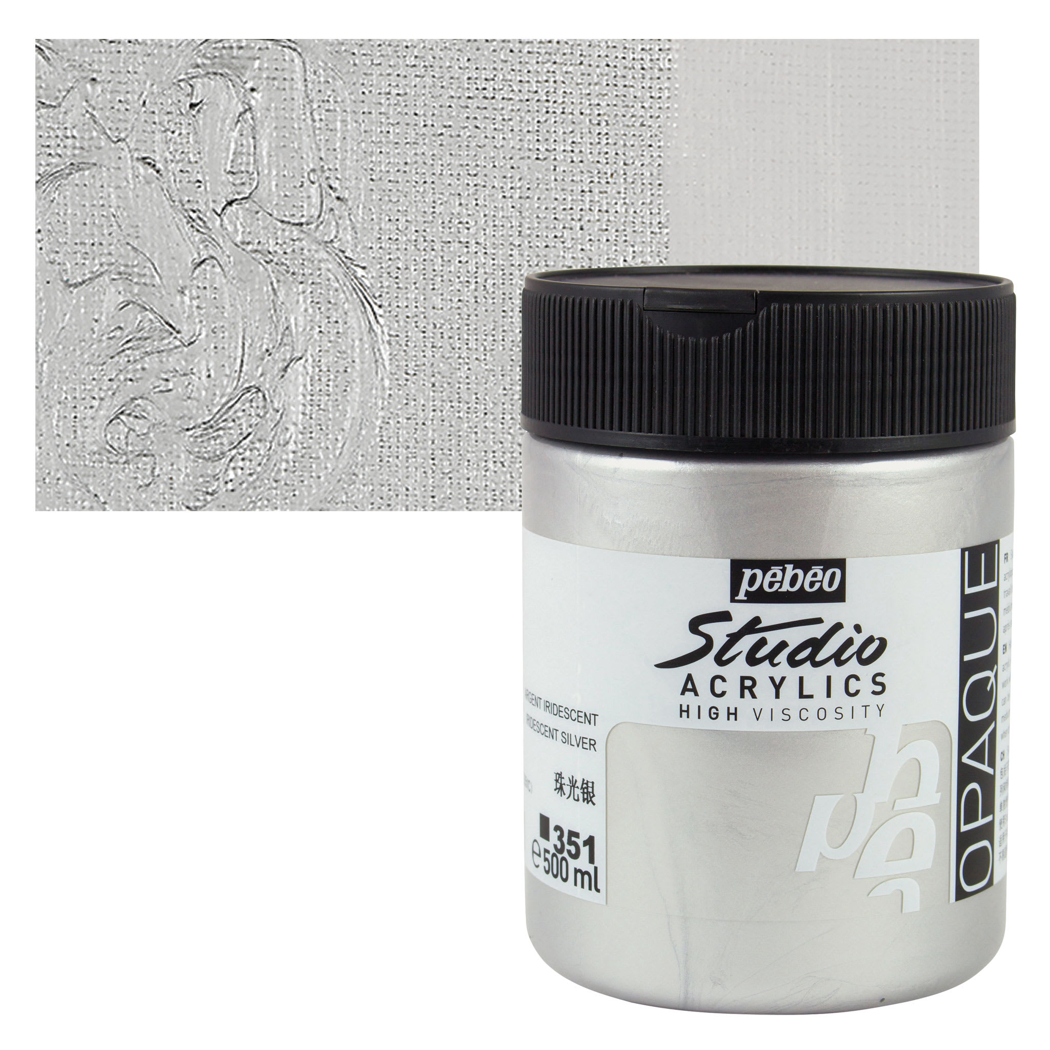 Pebeo High Viscosity Acrylics - Silver, 500 ml, Jar