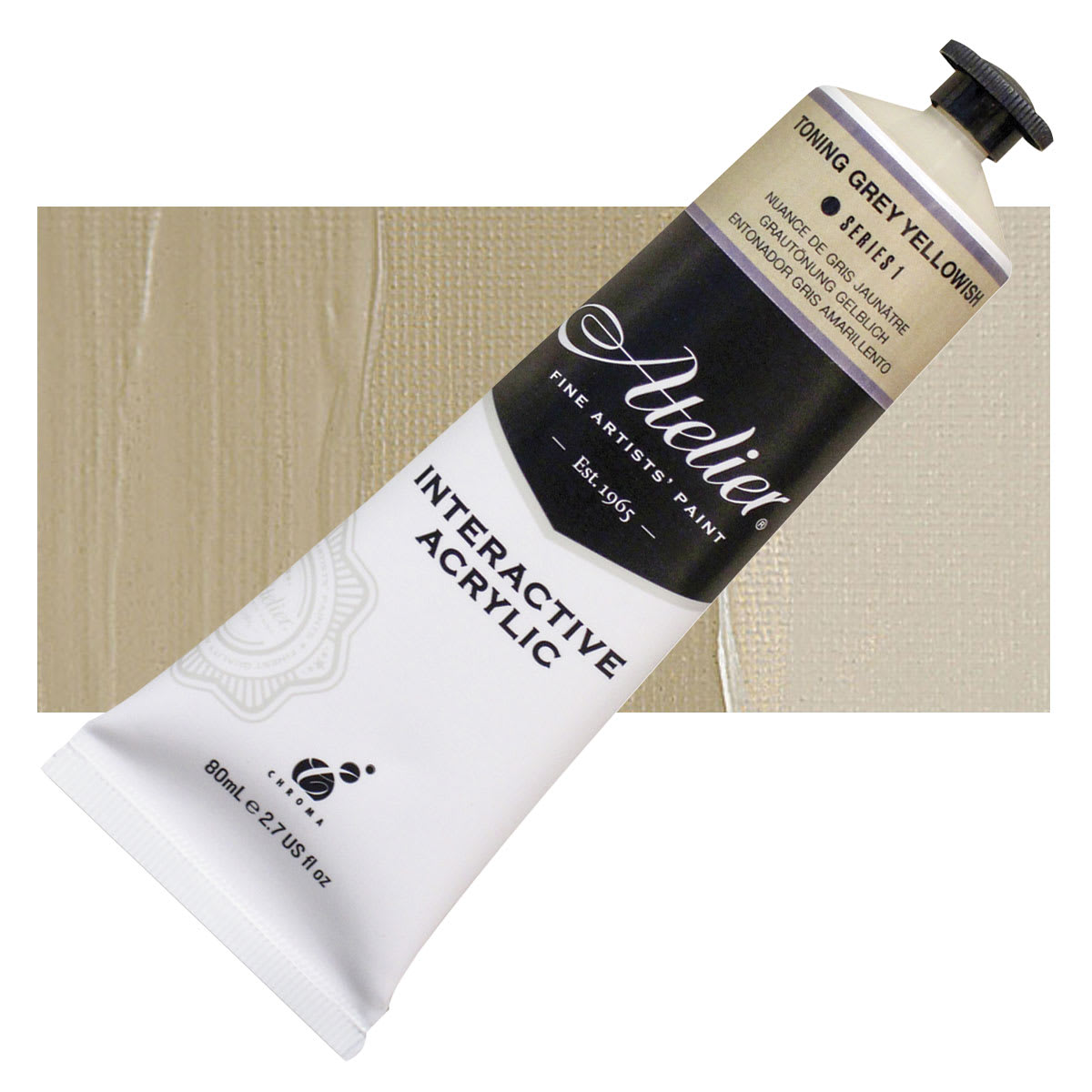 Chroma Atelier Interactive Artists' Acrylics - Toning Gray Yellowish, 80 ml tube