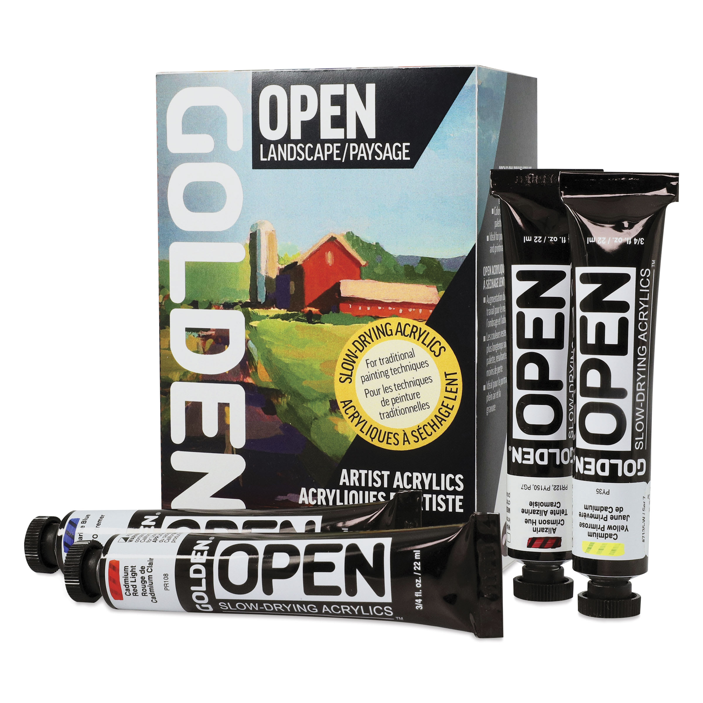 Golden Open Acrylics - Set of 7, Landscape Colors with Thinner, 22 ml