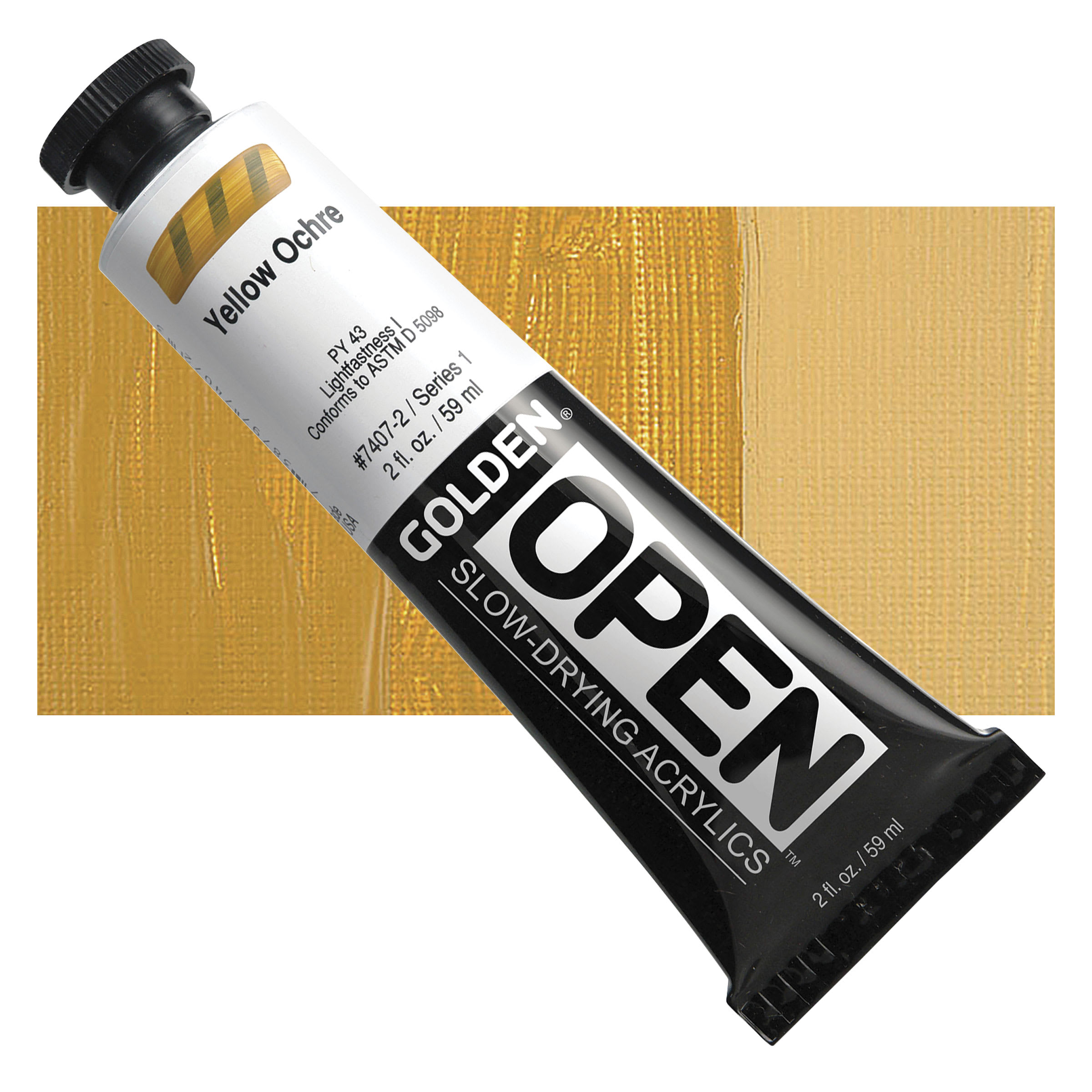 Golden Open Acrylics - Yellow Ochre, 2 oz Tube