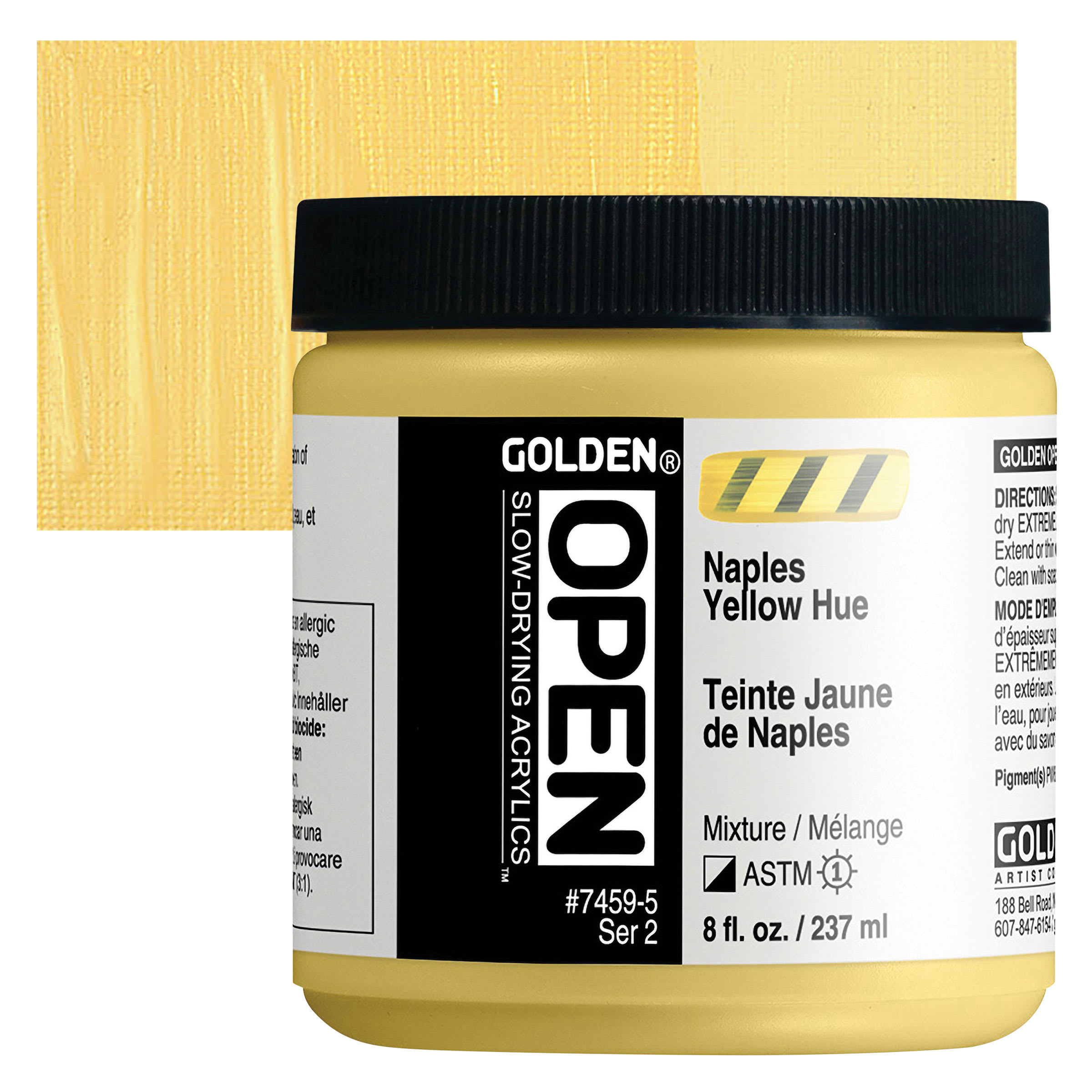 Golden Open Acrylics - Naples Yellow Hue, 8 oz Jar