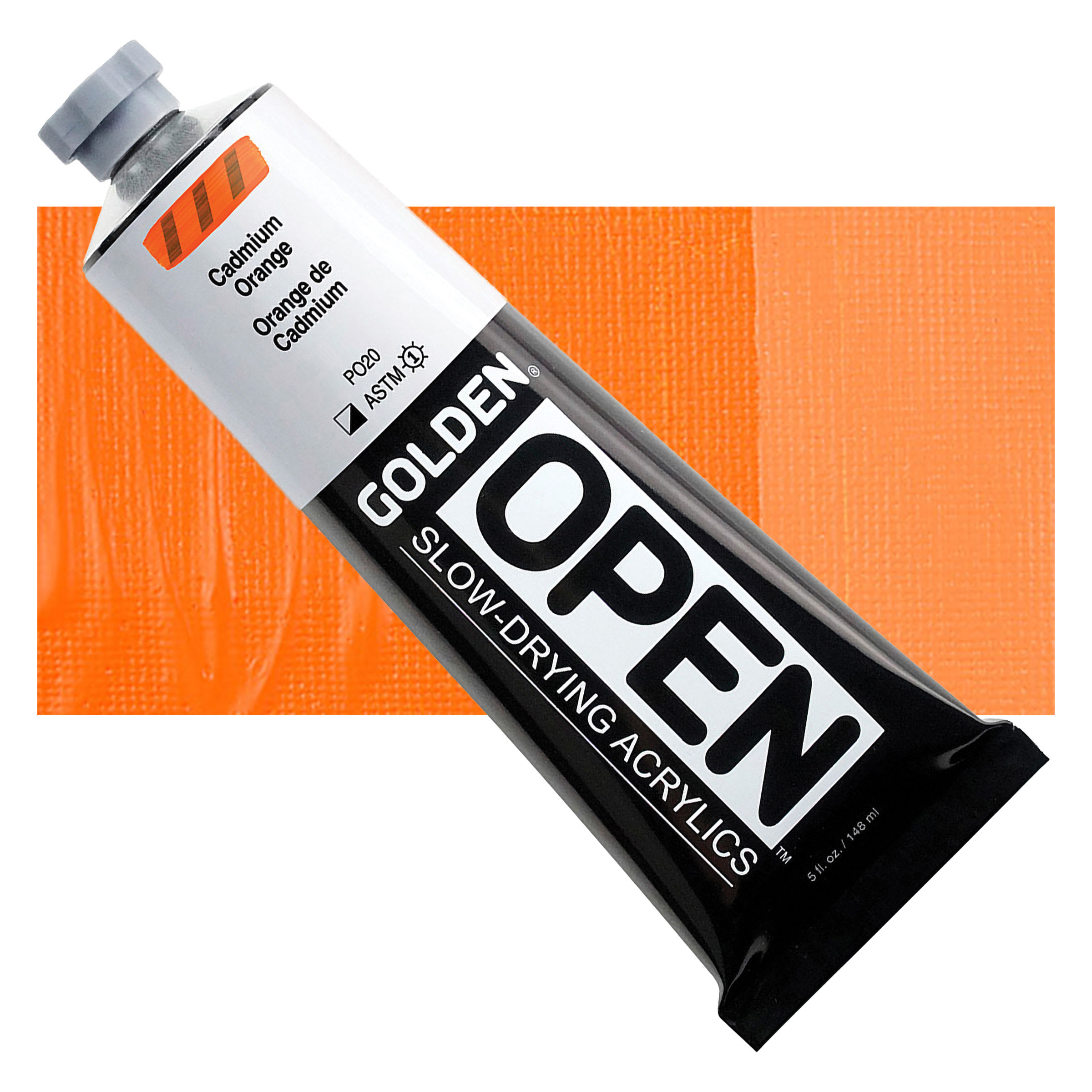 Golden Open Acrylics - Cadmium Orange, 5 oz Tube