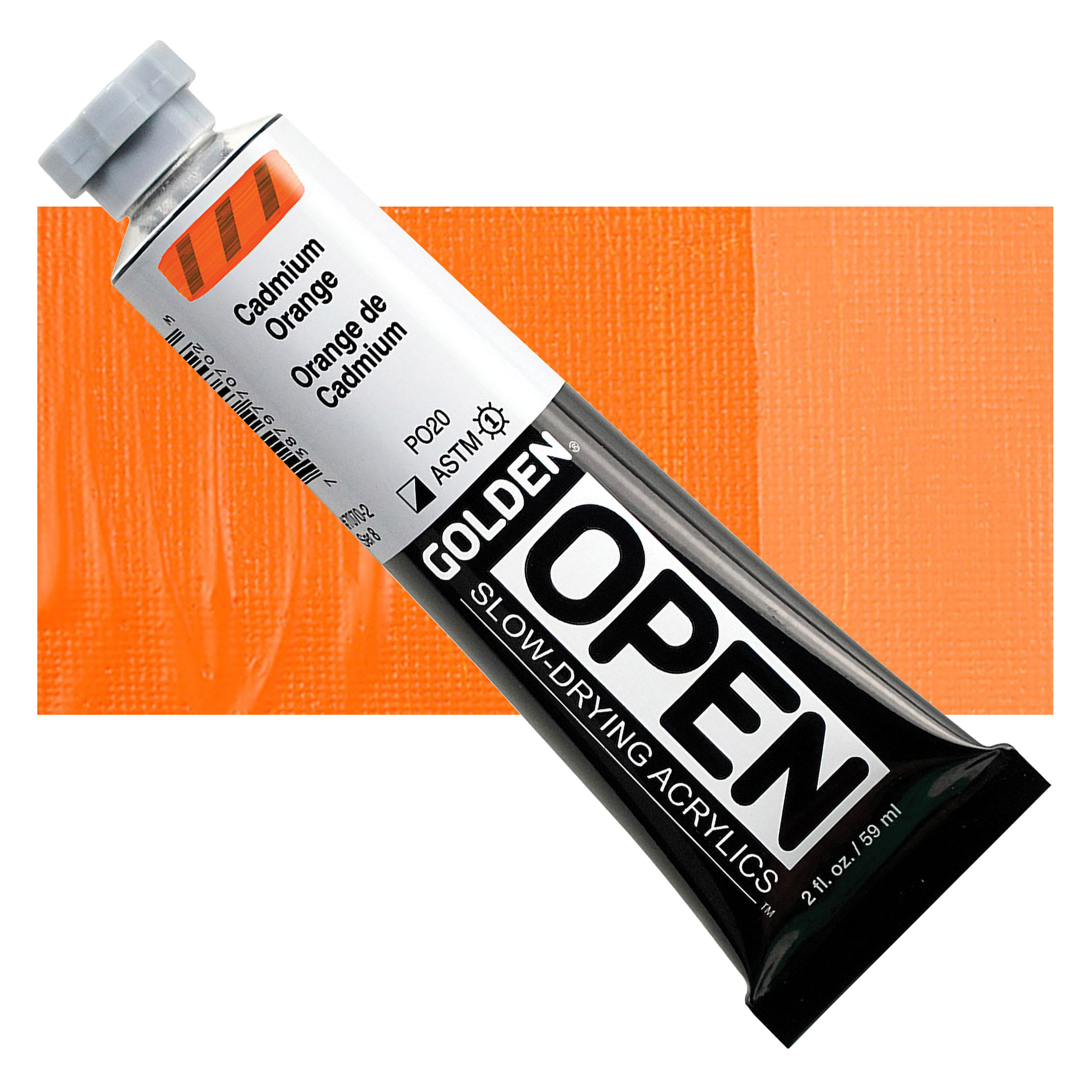 Golden Open Acrylics - Cadmium Orange, 2 oz Tube