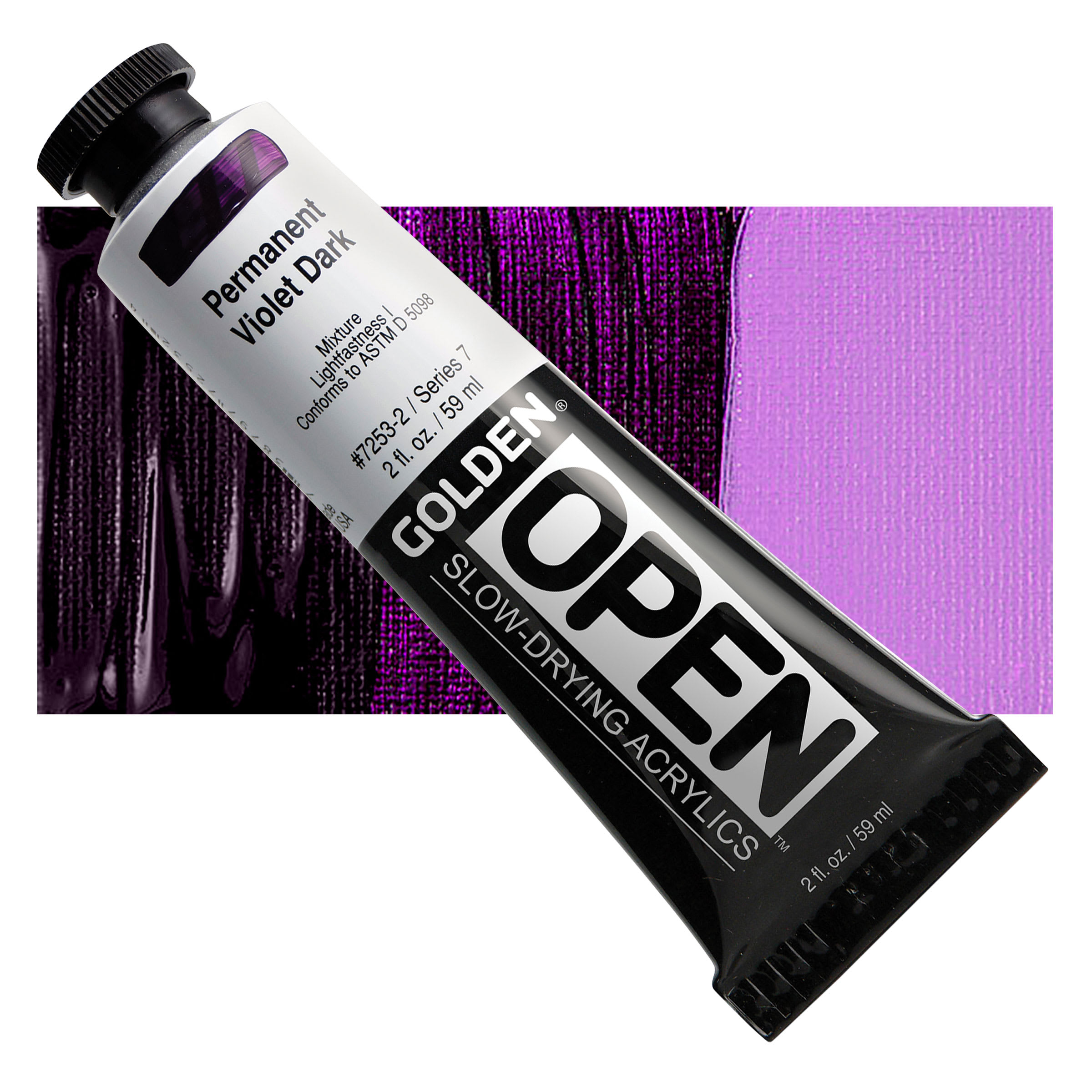 Golden Open Acrylics - Permanent Violet Dark, 2 oz Tube