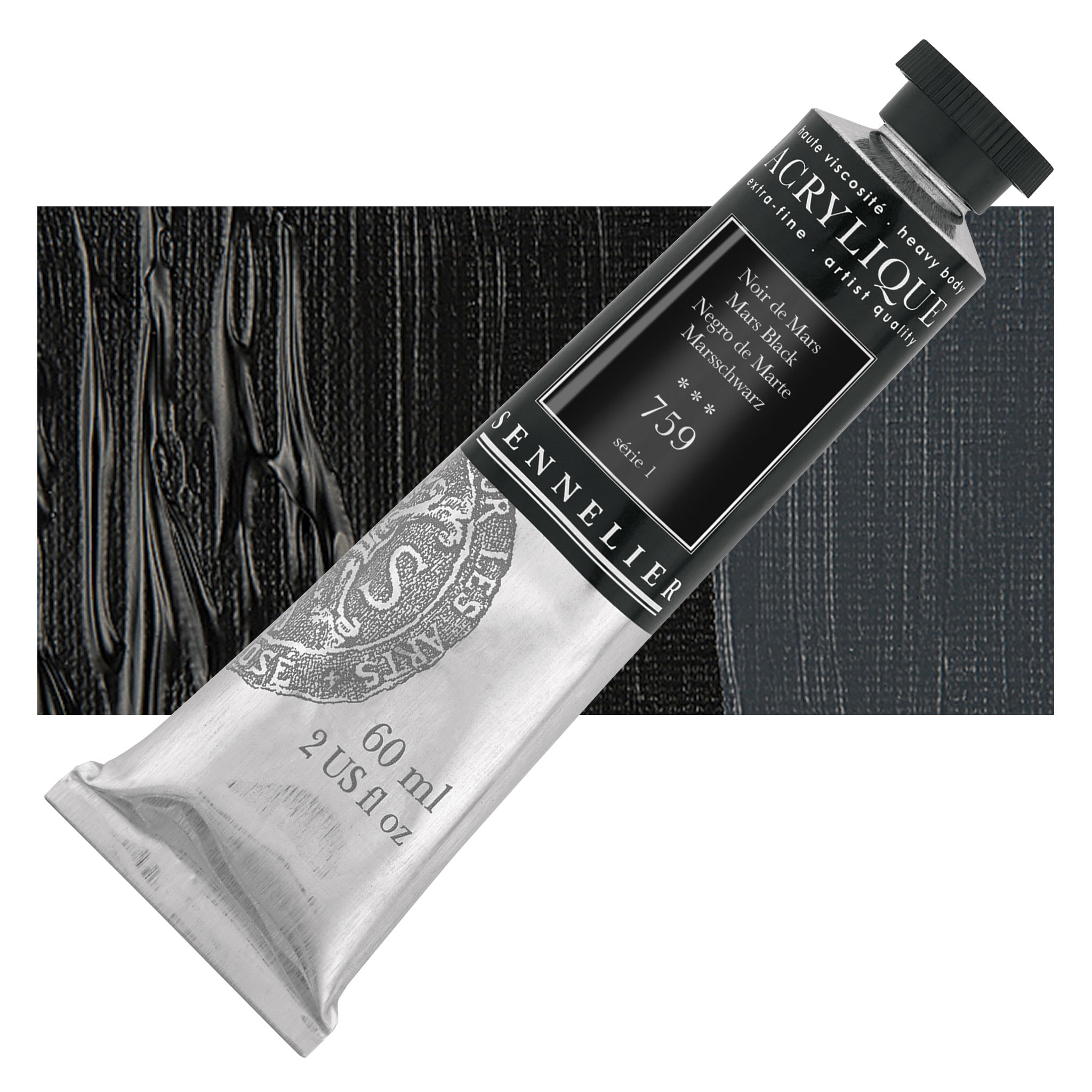 Sennelier Extra-Fine Artist Acryliques - Mars Black, 60 ml tube