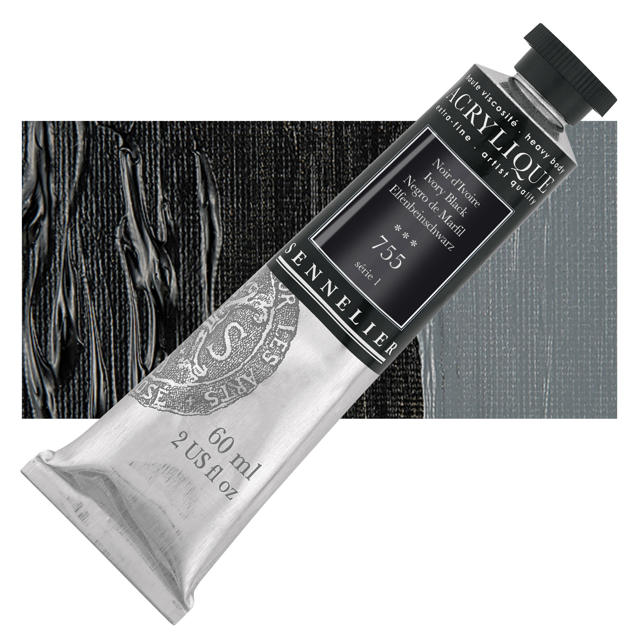 Sennelier Extra-Fine Artist Acryliques - Ivory Black, 60 ml tube