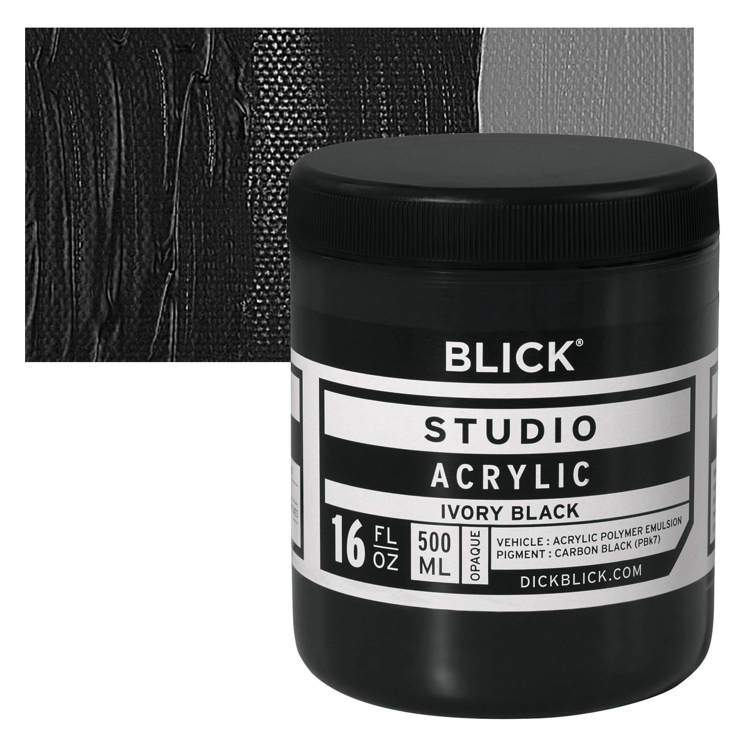 Blick Studio Acrylics - Ivory Black, 16 oz jar