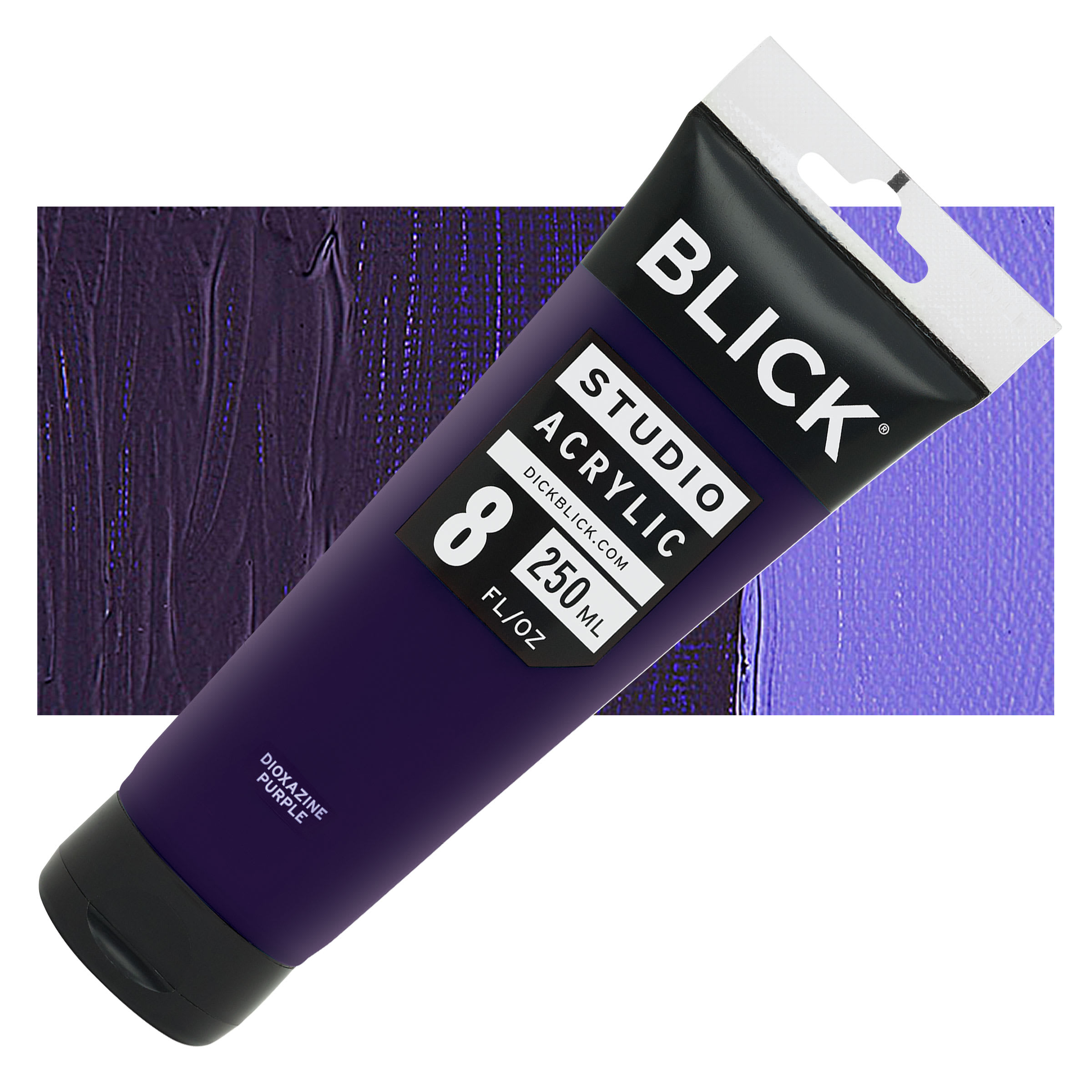 Blick Studio Acrylics - Dioxazine Purple, 8 oz tube and swatch