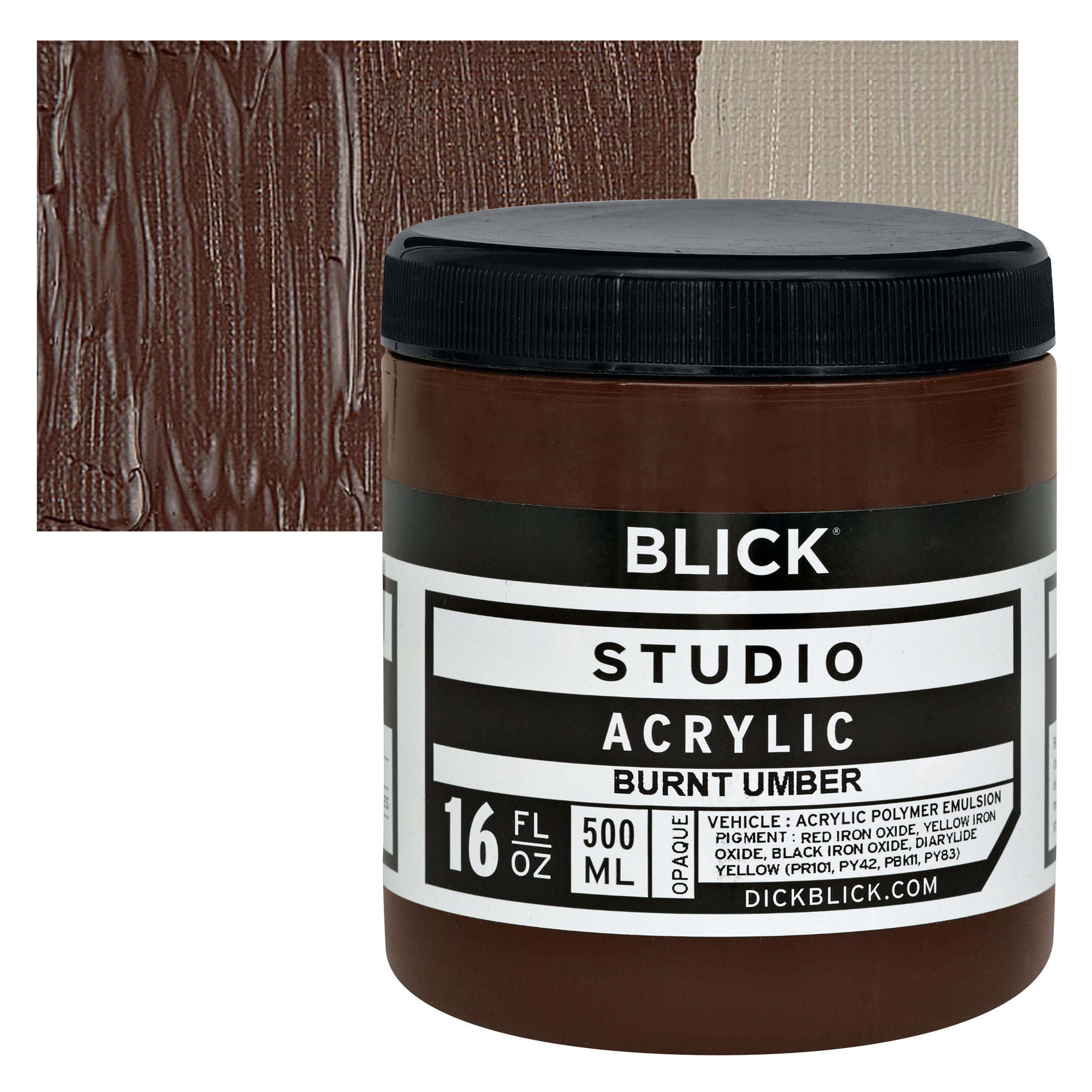 Blick Studio Acrylics - Burnt Umber,  16 oz jar