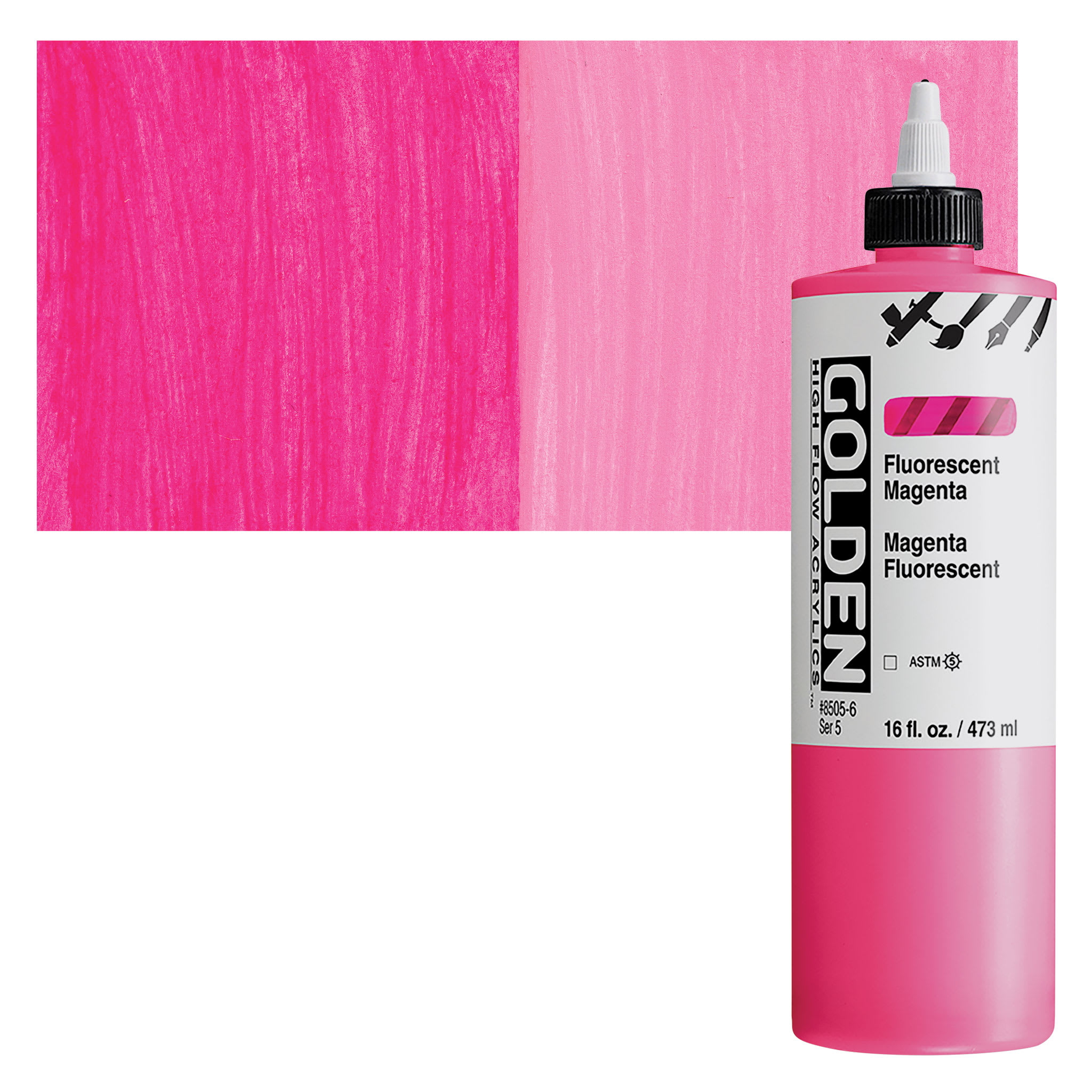 Golden High Flow Acrylics - Fluorescent Magenta, 16 oz bottle