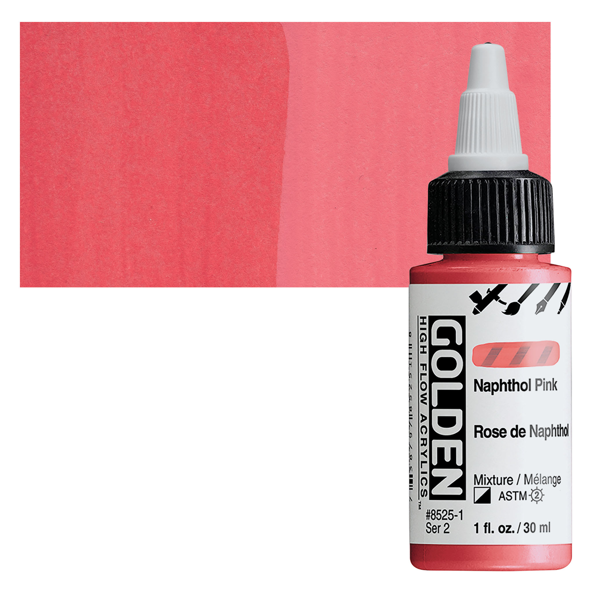 Golden High Flow Acrylics - Naphthol Pink, 1 oz bottle