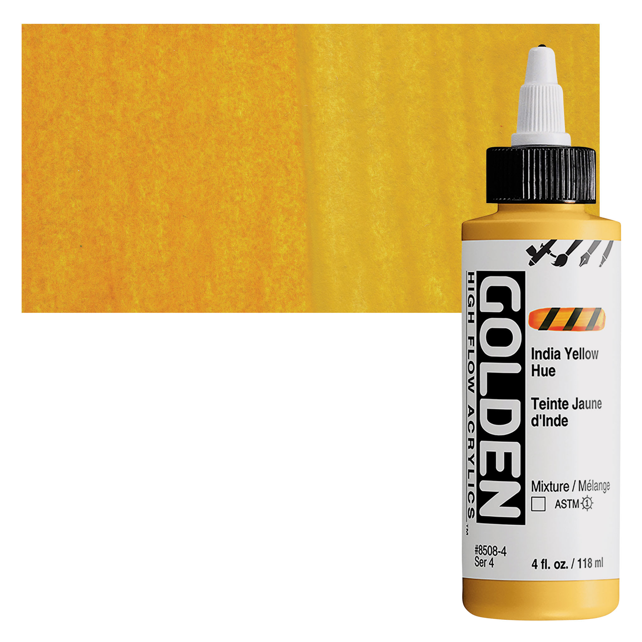 Golden High Flow Acrylics - Indian Yellow Hue, 4 oz bottle