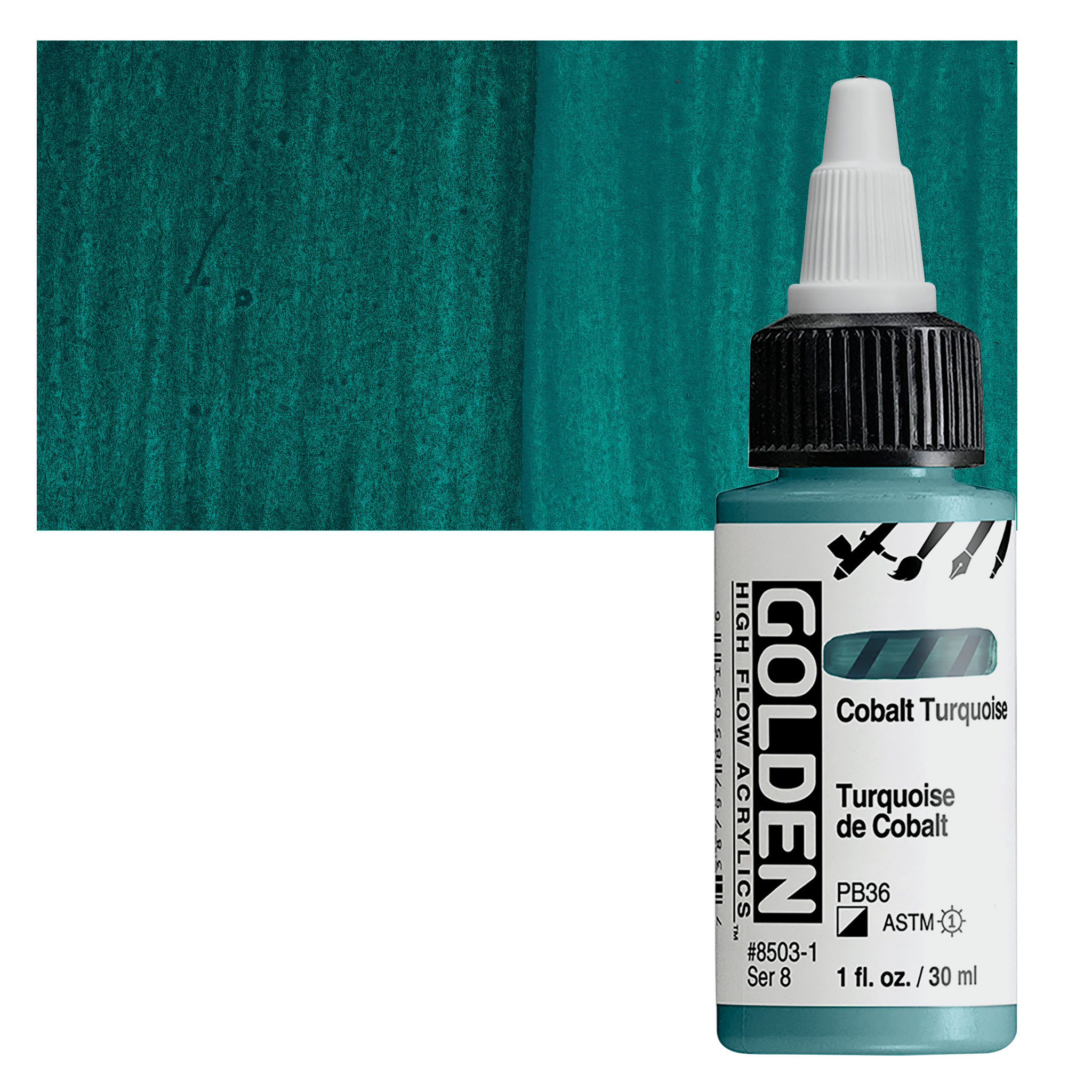 Golden High Flow Acrylics - Cobalt Turquoise, 1 oz bottle