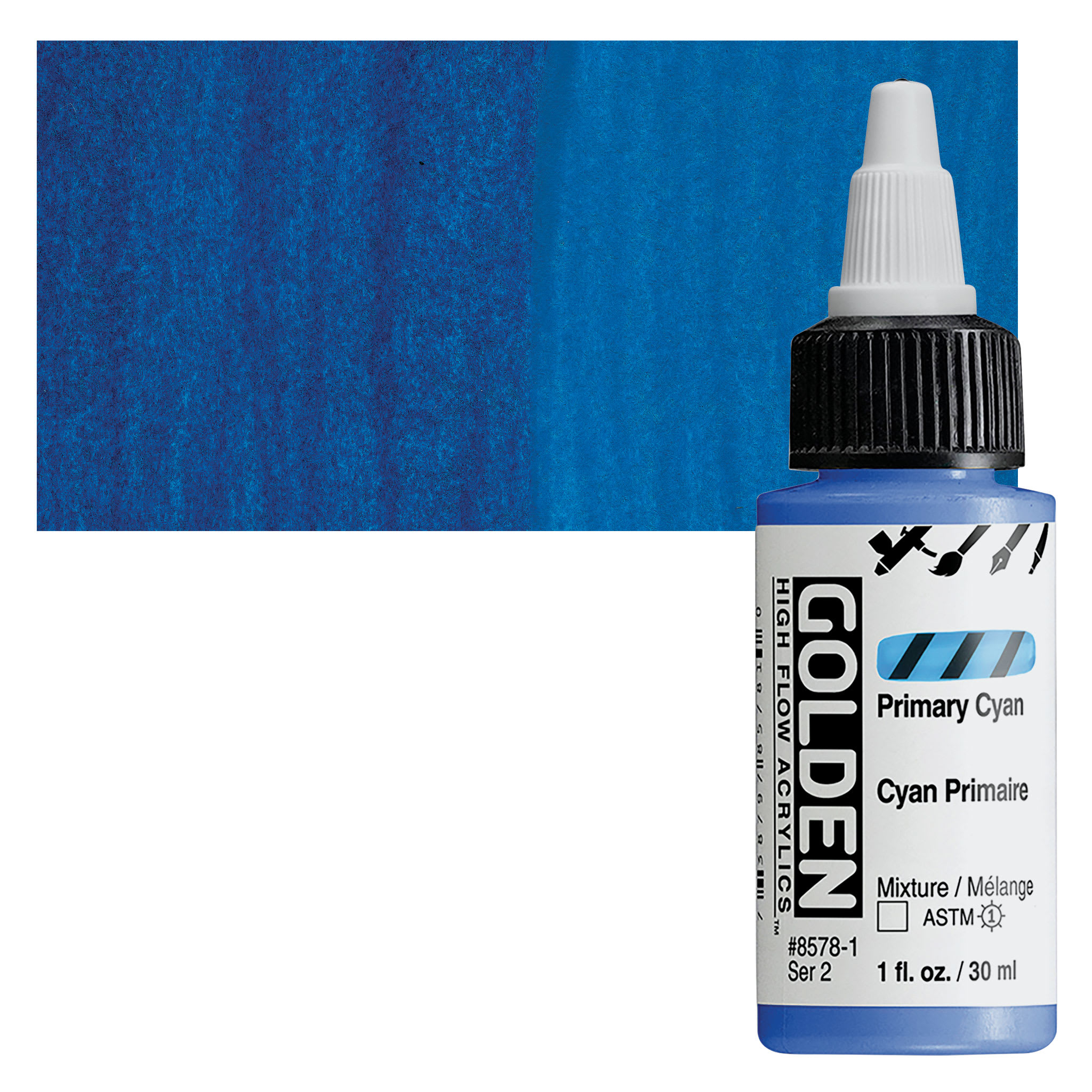 Golden High Flow Acrylics - Primary Cyan, 1 oz bottle