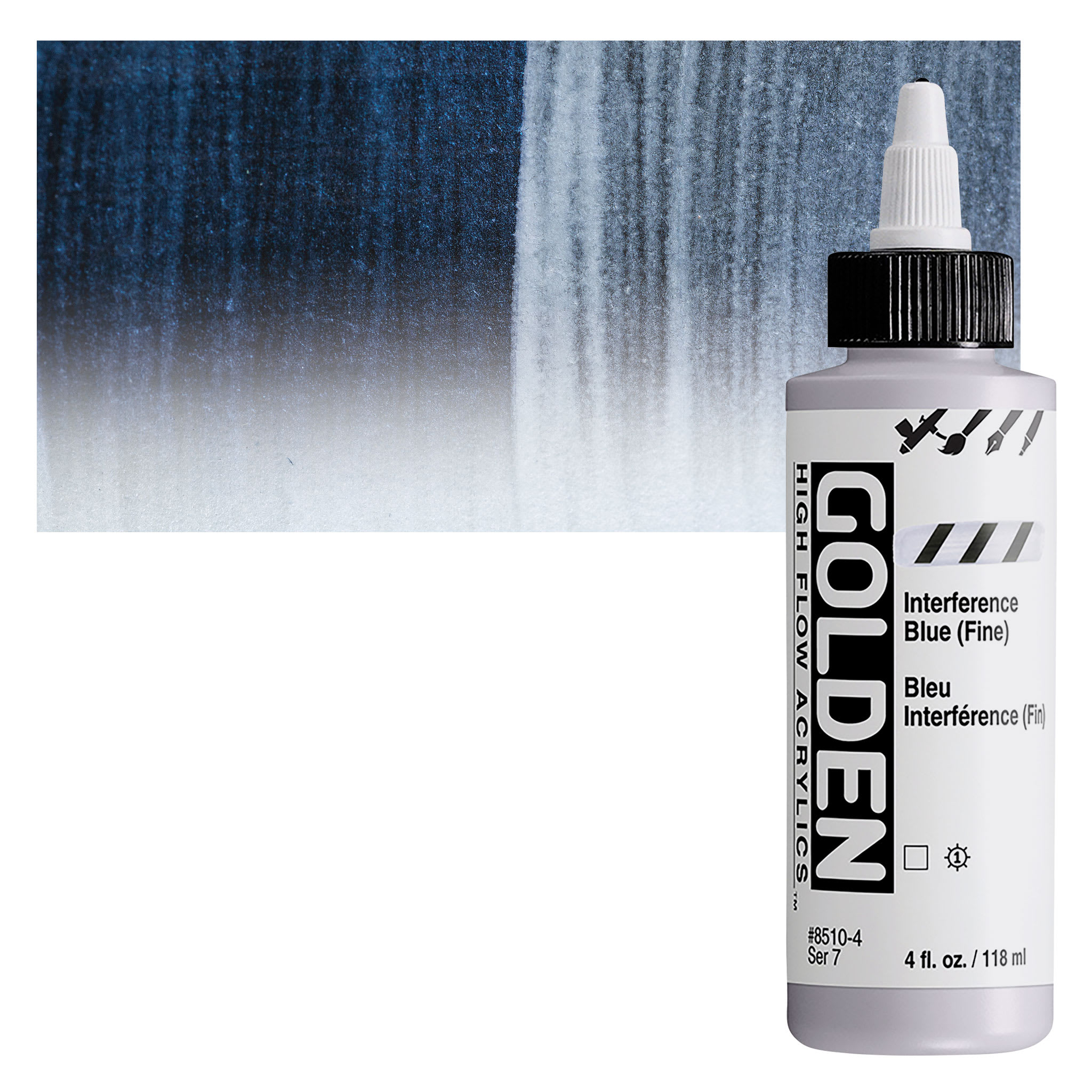 Golden High Flow Acrylics - Interference Blue (Fine), 4 oz bottle