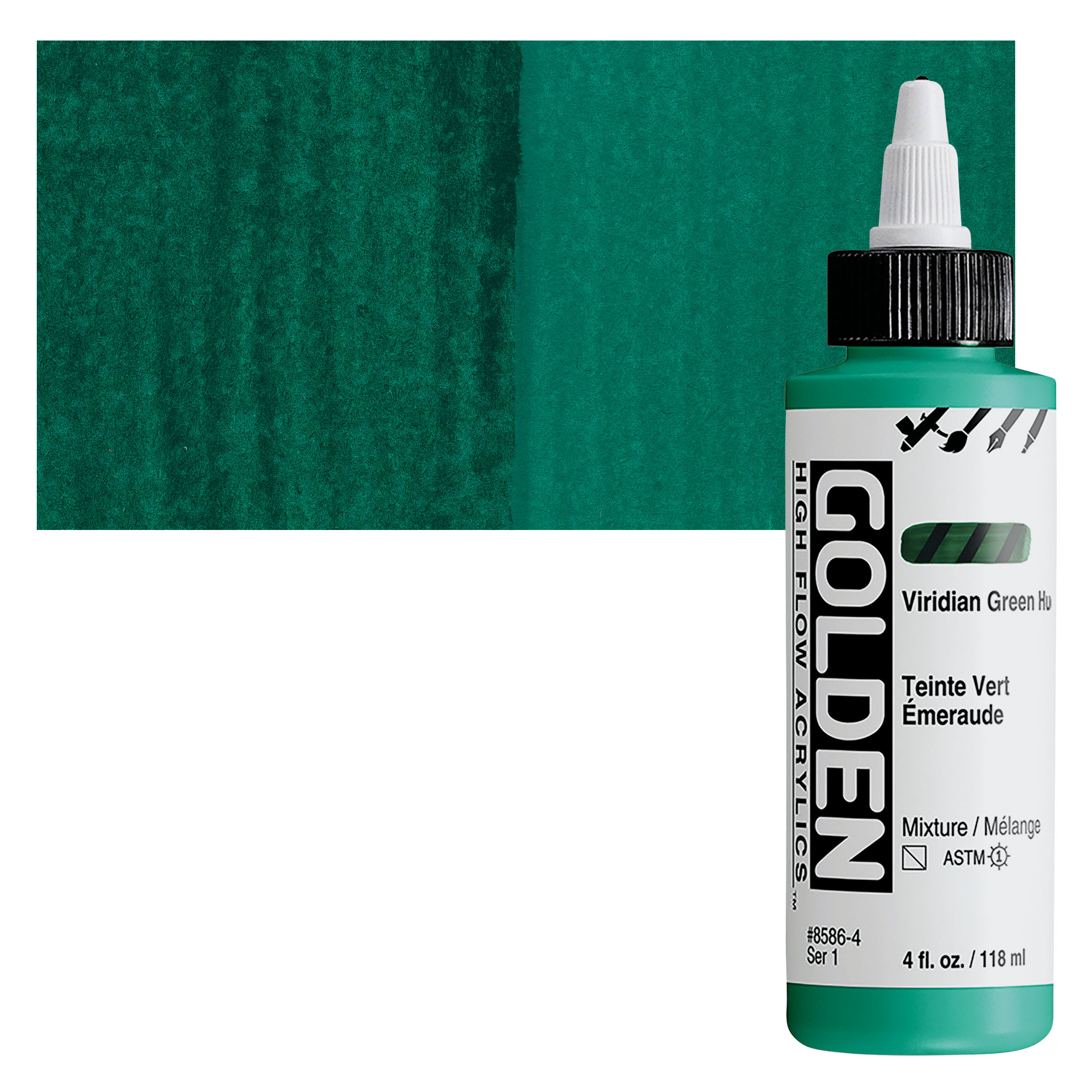 Golden High Flow Acrylics - Viridian Green Hue, 4 oz bottle