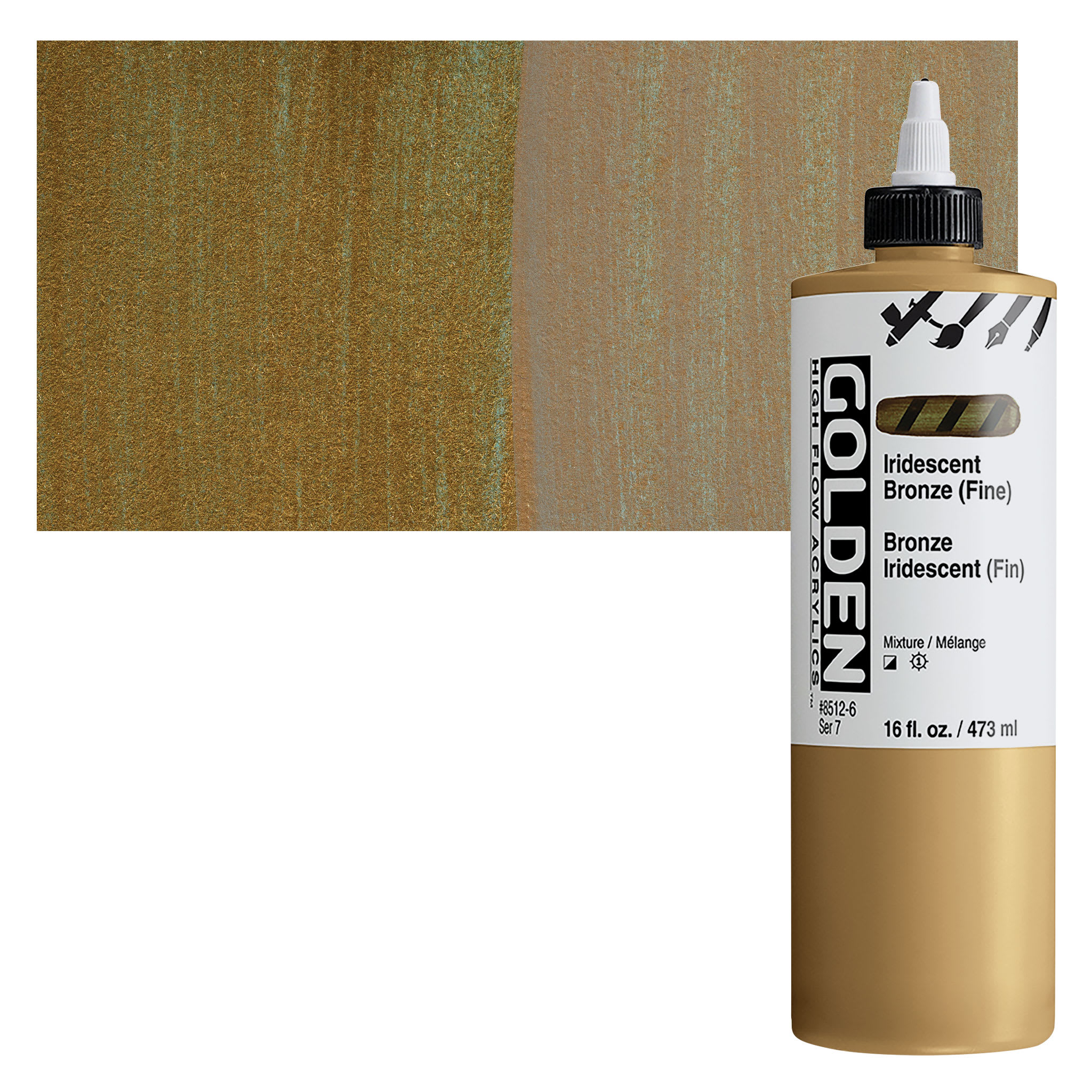 Golden High Flow Acrylics - Iridescent Bronze (Fine), 16 oz bottle