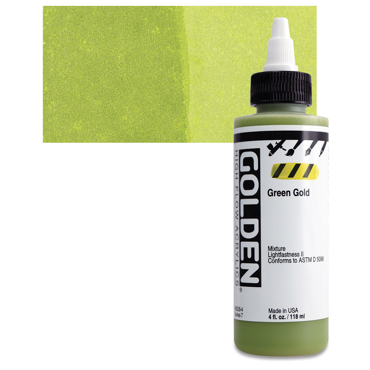 Golden High Flow Acrylics - Green Gold, 4 oz bottle