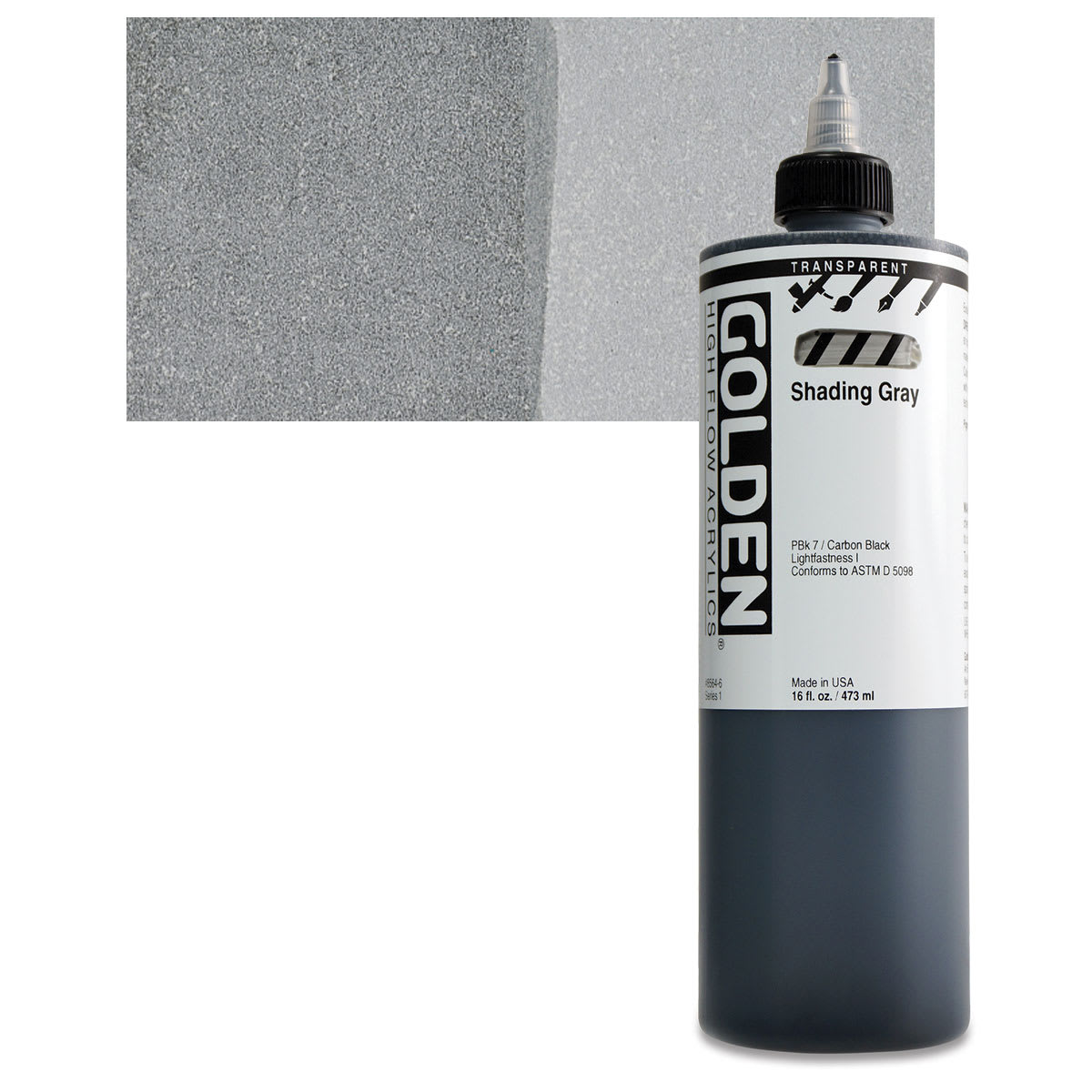 Golden High Flow Acrylics - Transparent Shading Gray, 16 oz bottle