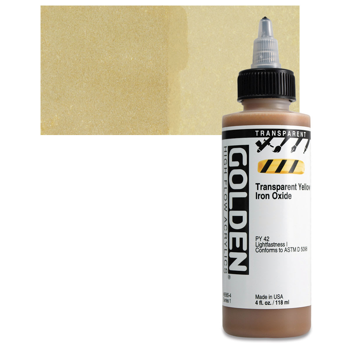 Golden High Flow Acrylics - Transparent Yellow Iron Oxide, 4 oz bottle