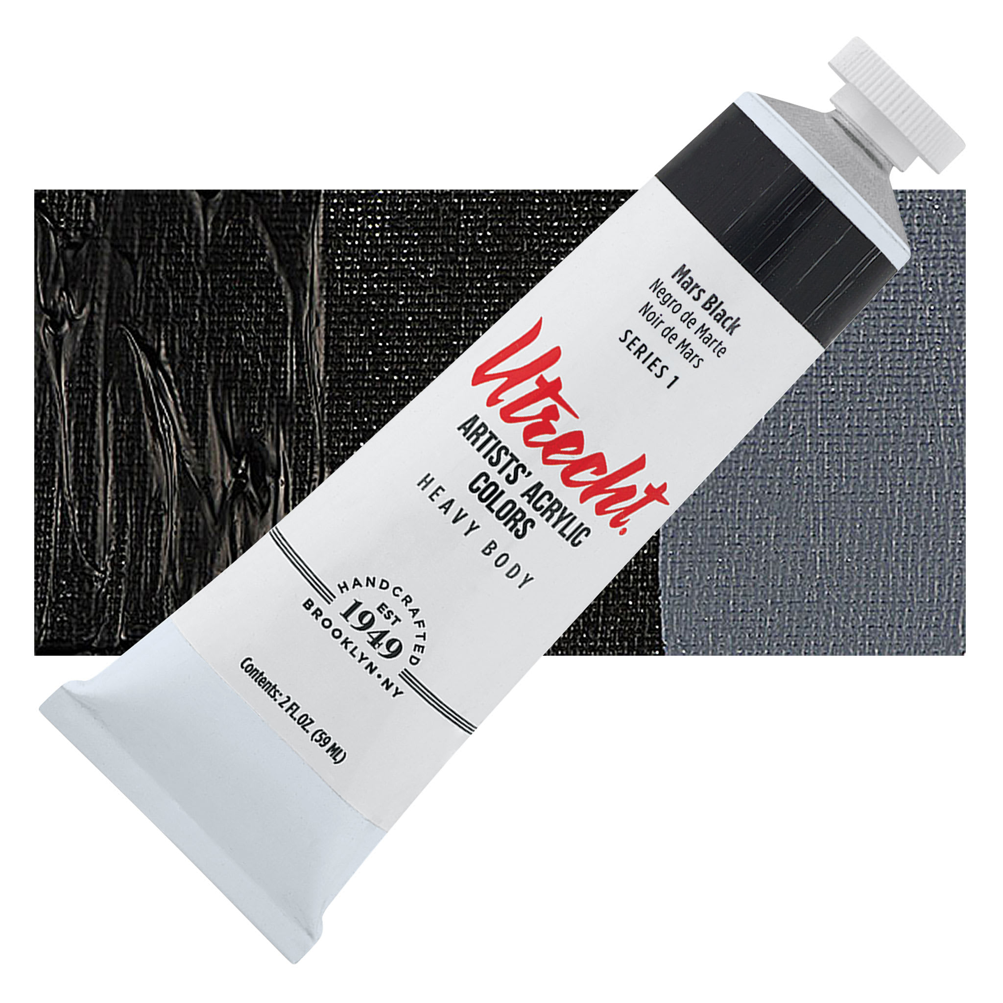 Utrecht Artists' Acrylic Paint - Mars Black, 2 oz tube