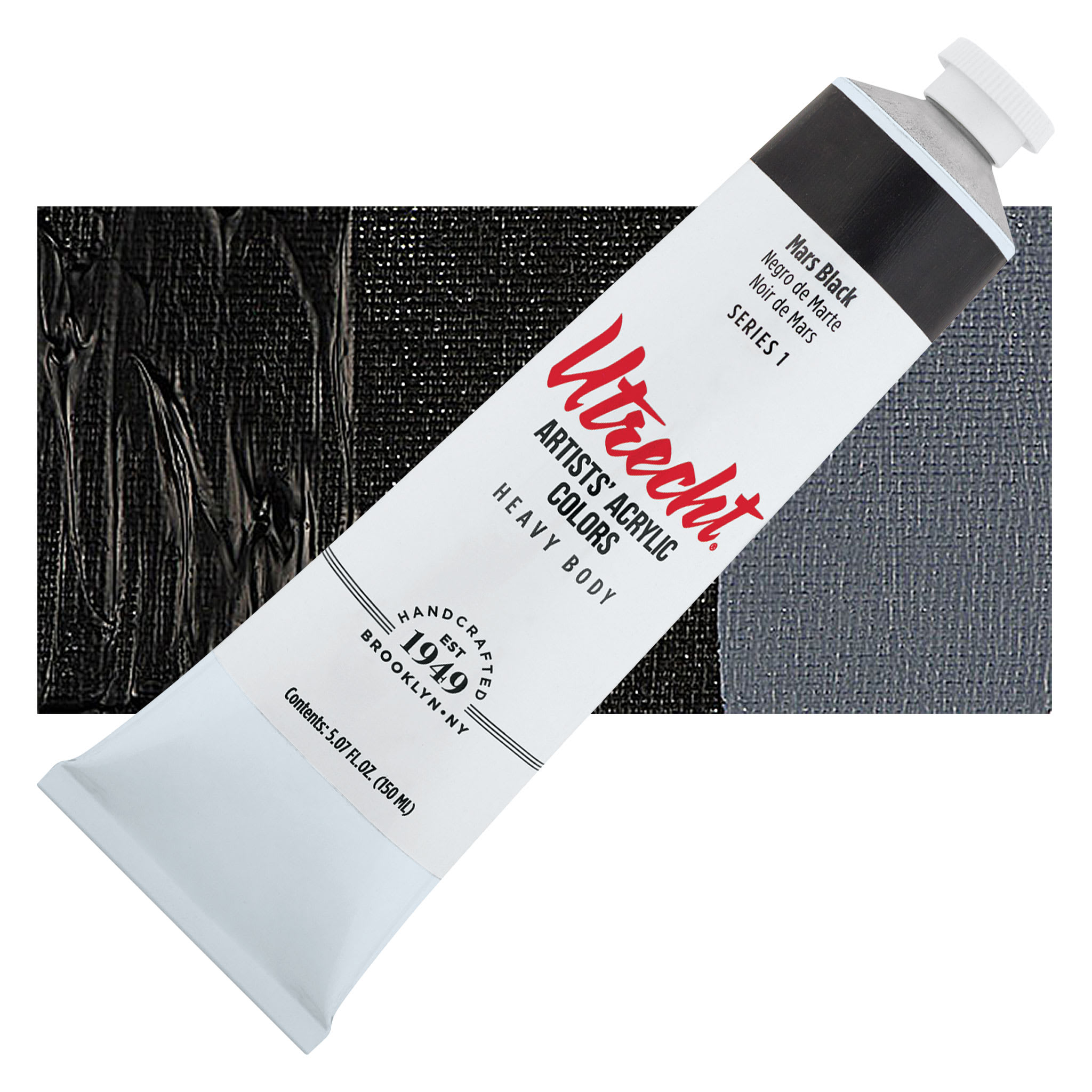 Utrecht Artists' Acrylic Paint - Mars Black, 5 oz tube