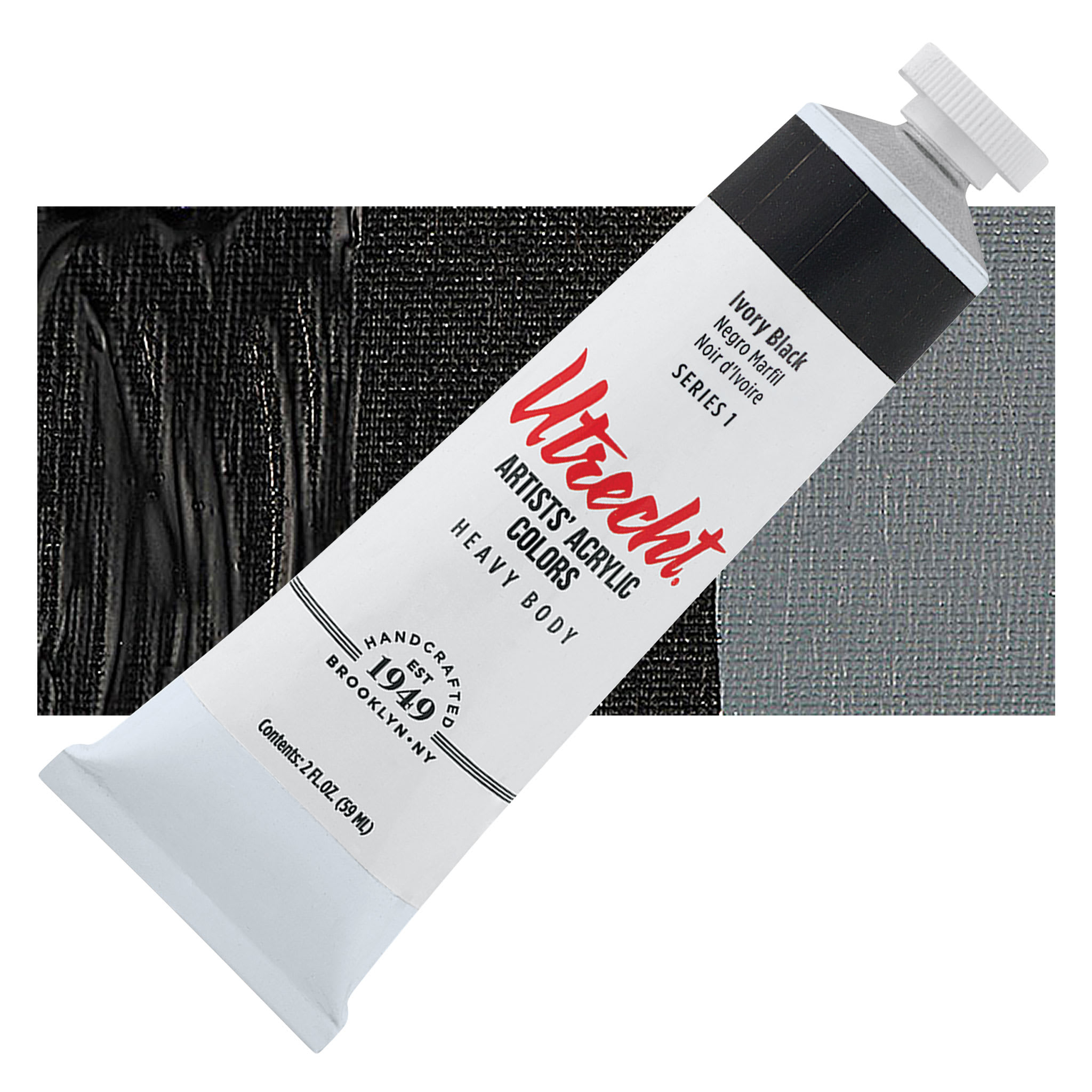 Utrecht Artists' Acrylic Paint - Ivory Black, 2 oz tube