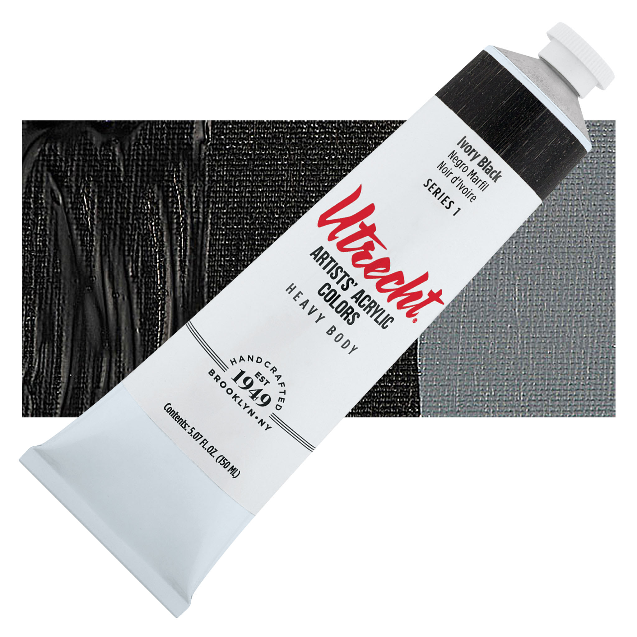 Utrecht Artists' Acrylic Paint - Ivory Black, 5 oz tube