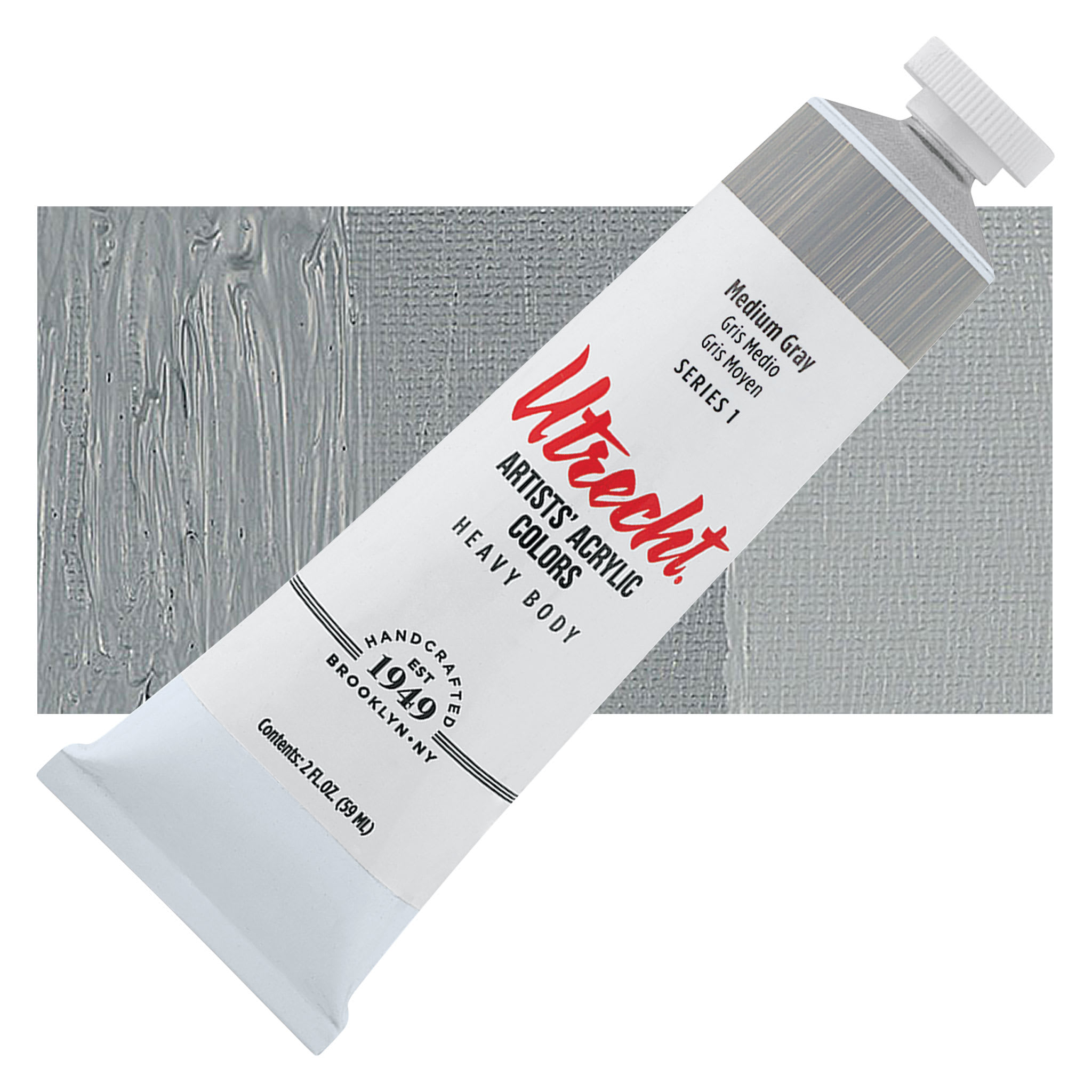 Utrecht Artists' Acrylic Paint - Medium Gray, 2 oz tube