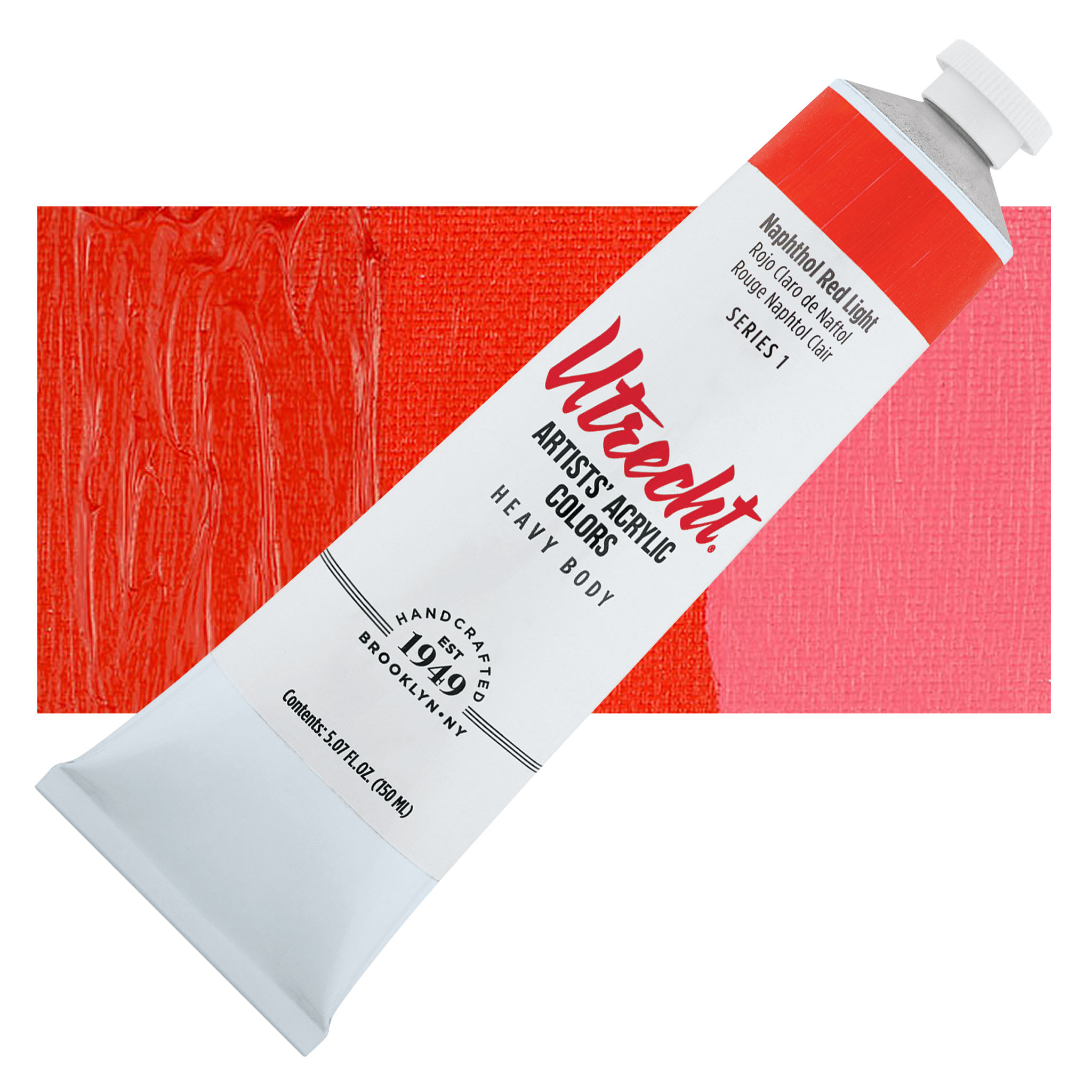 Utrecht Artists' Acrylic Paint - Naphthol Red Light, 5 oz tube