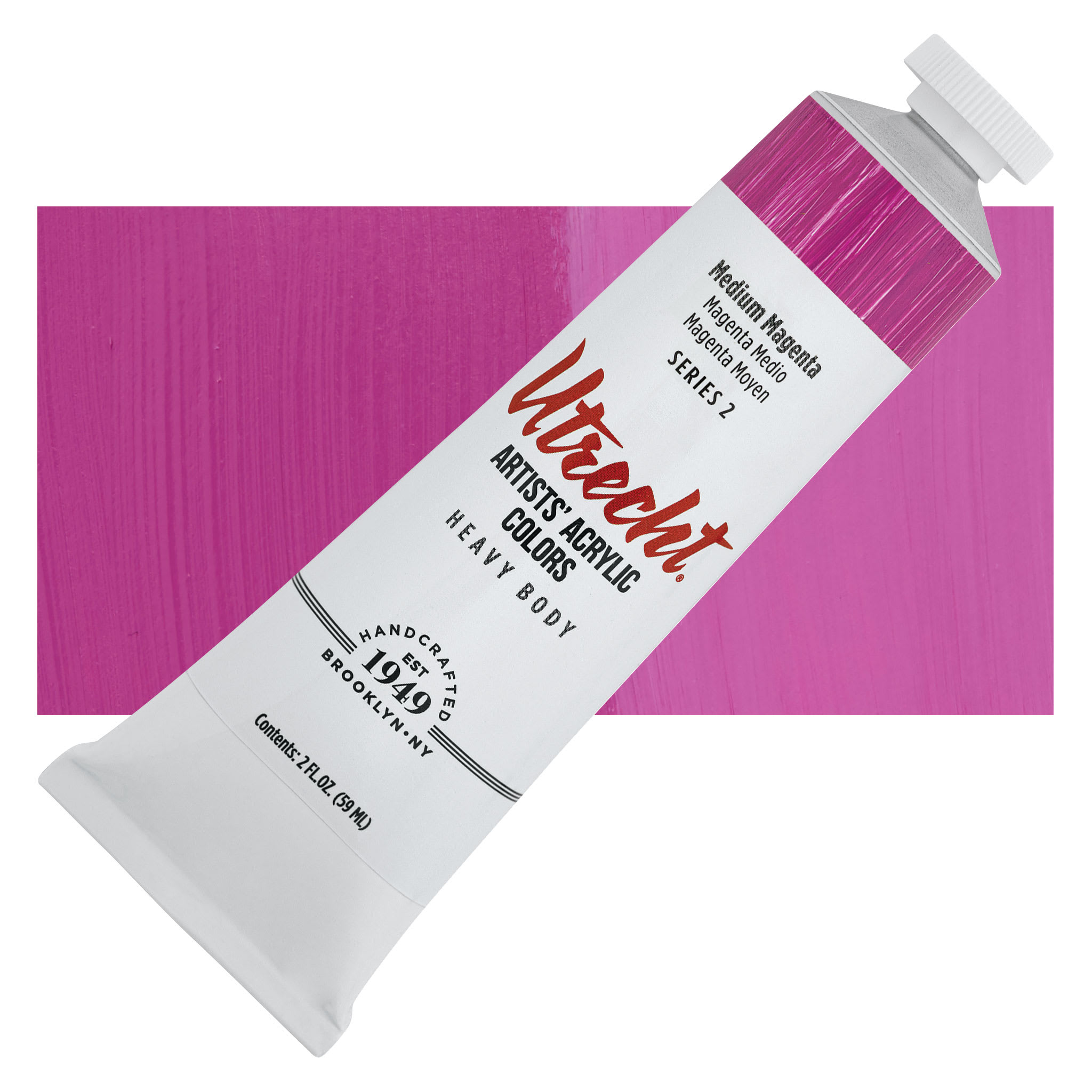 Utrecht Artists' Acrylic Paint - Medium Magenta, 2 oz tube