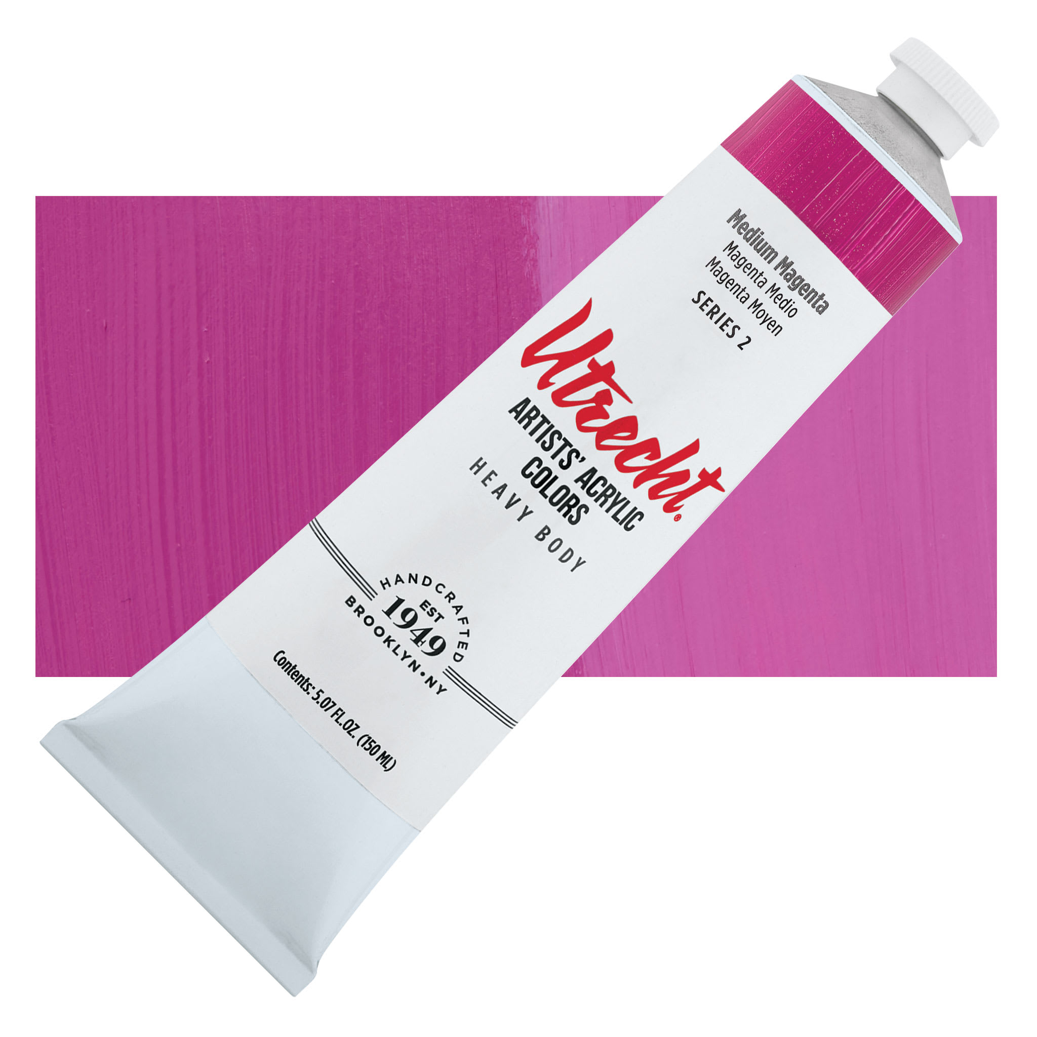 Utrecht Artists' Acrylic Paint - Medium Magenta, 5 oz Tube