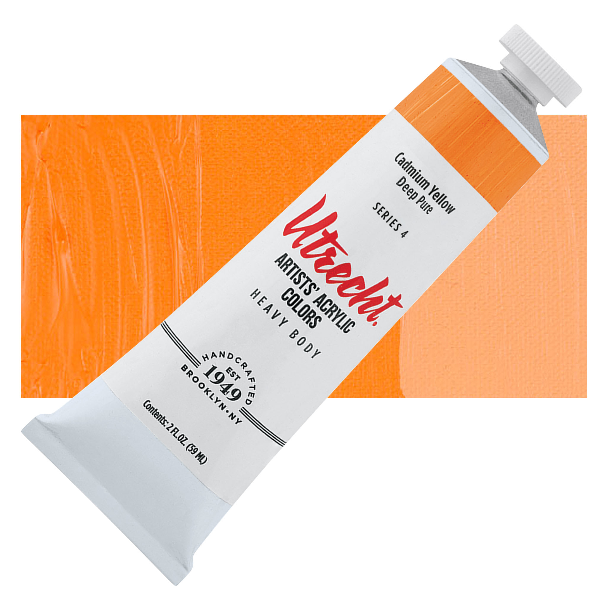 Utrecht Artists' Acrylic Paint - Cadmium Yellow Deep, 2 oz tube