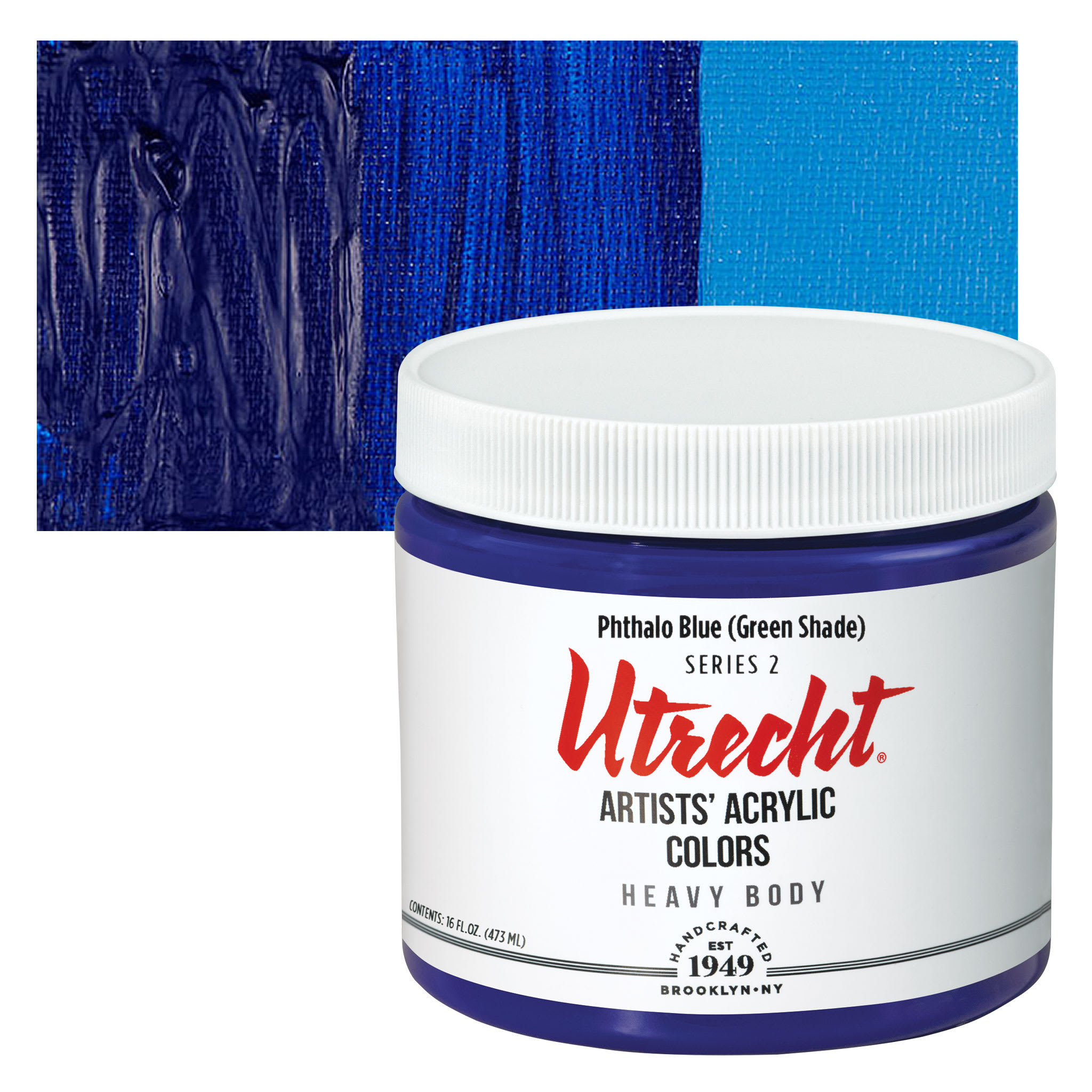 Utrecht Artists' Acrylic Paint - Phthalo Blue (Green Shade), Pint