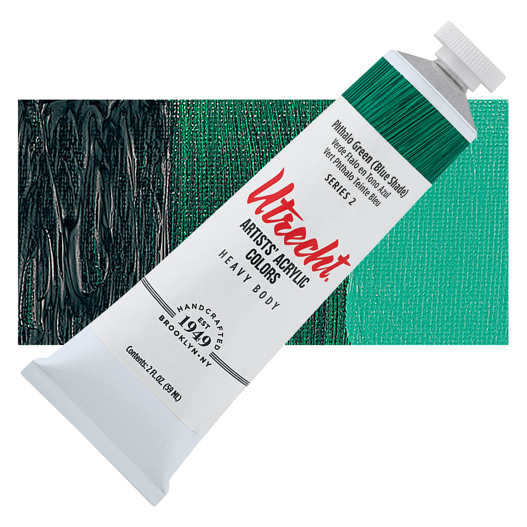 Utrecht Artists' Acrylic Paint - Phthalo Green (Blue Shade), 2 oz tube