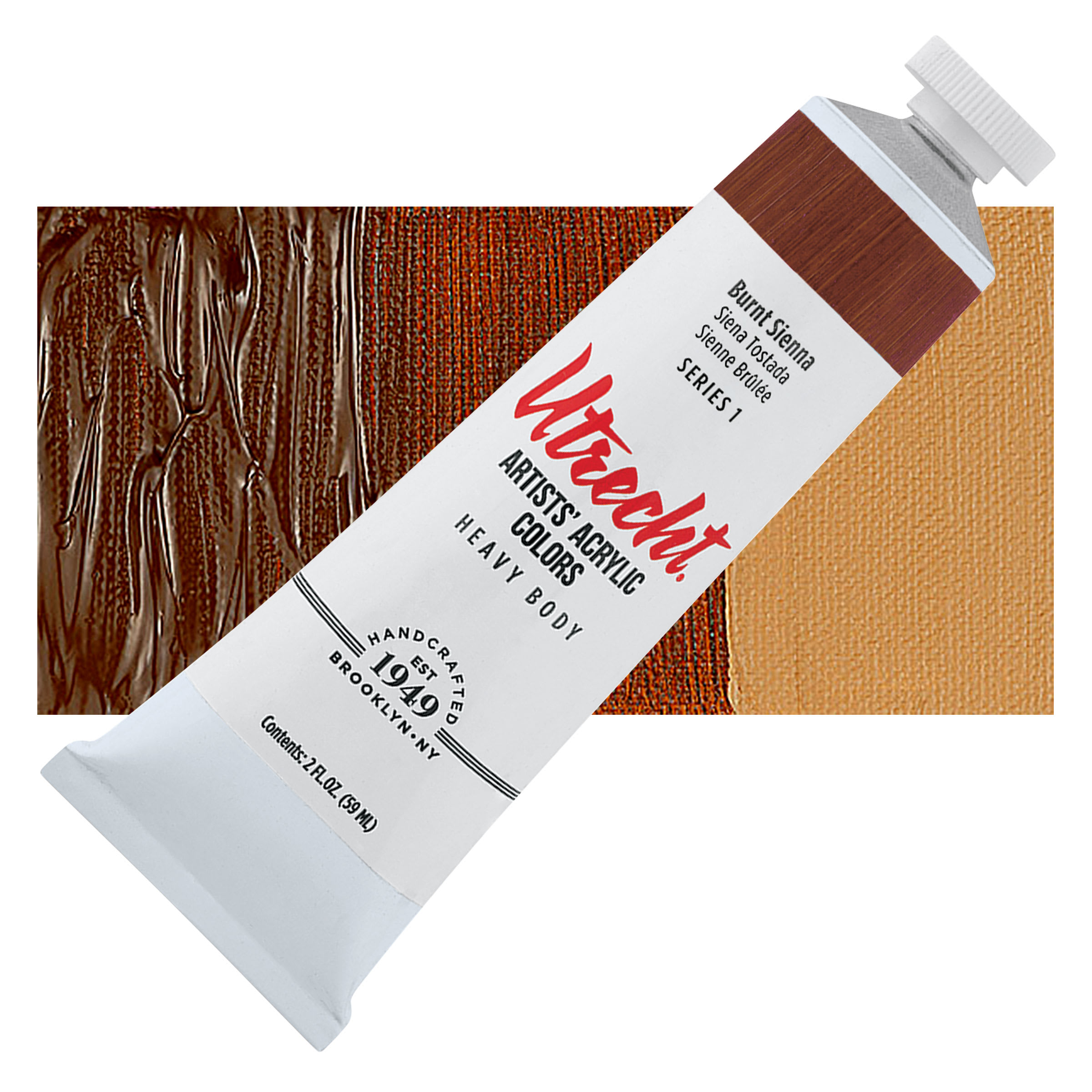 Utrecht Artists' Acrylic Paint - Burnt Sienna, 2 oz tube