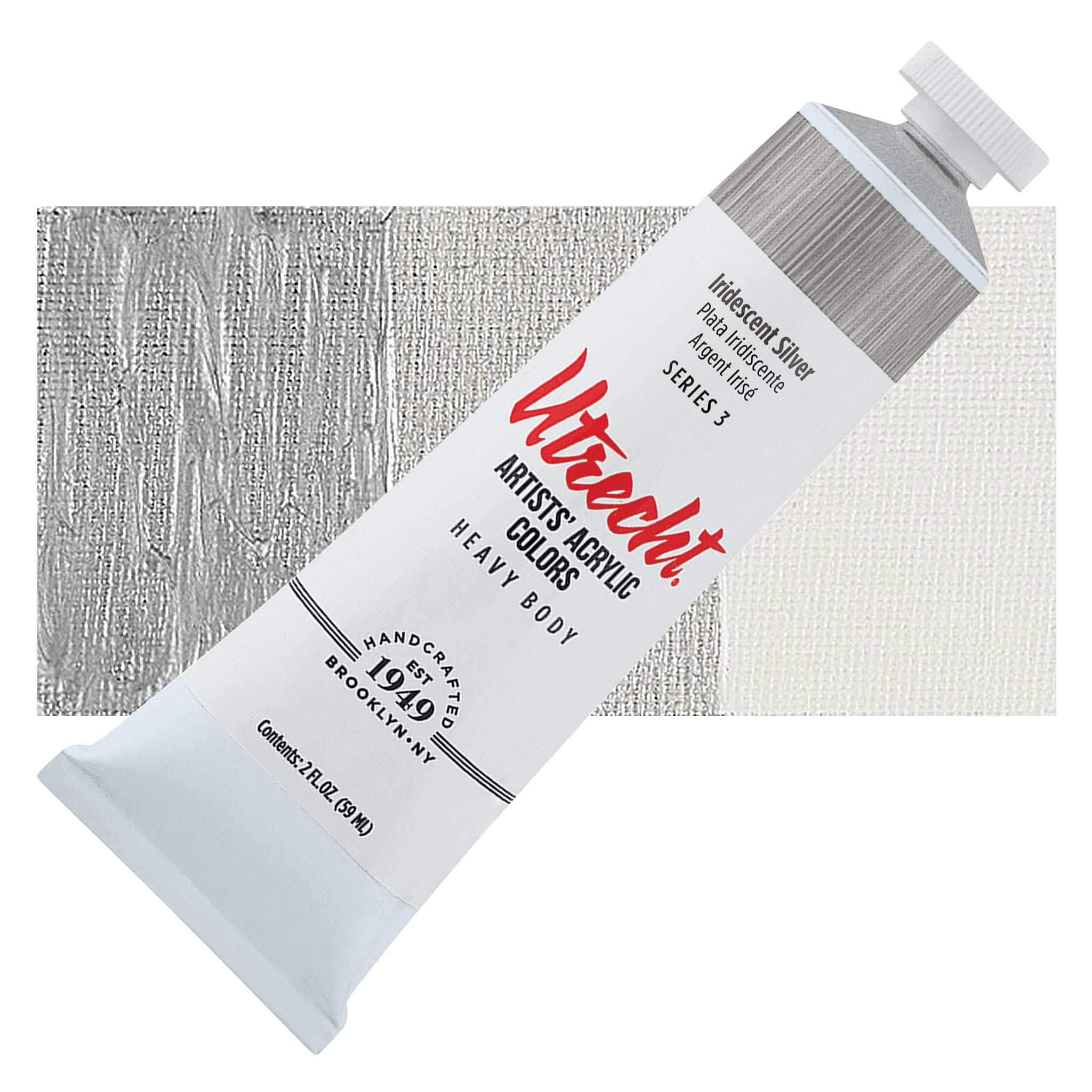 Utrecht Artists' Acrylic Paint - Iridescent Silver, 2 oz tube