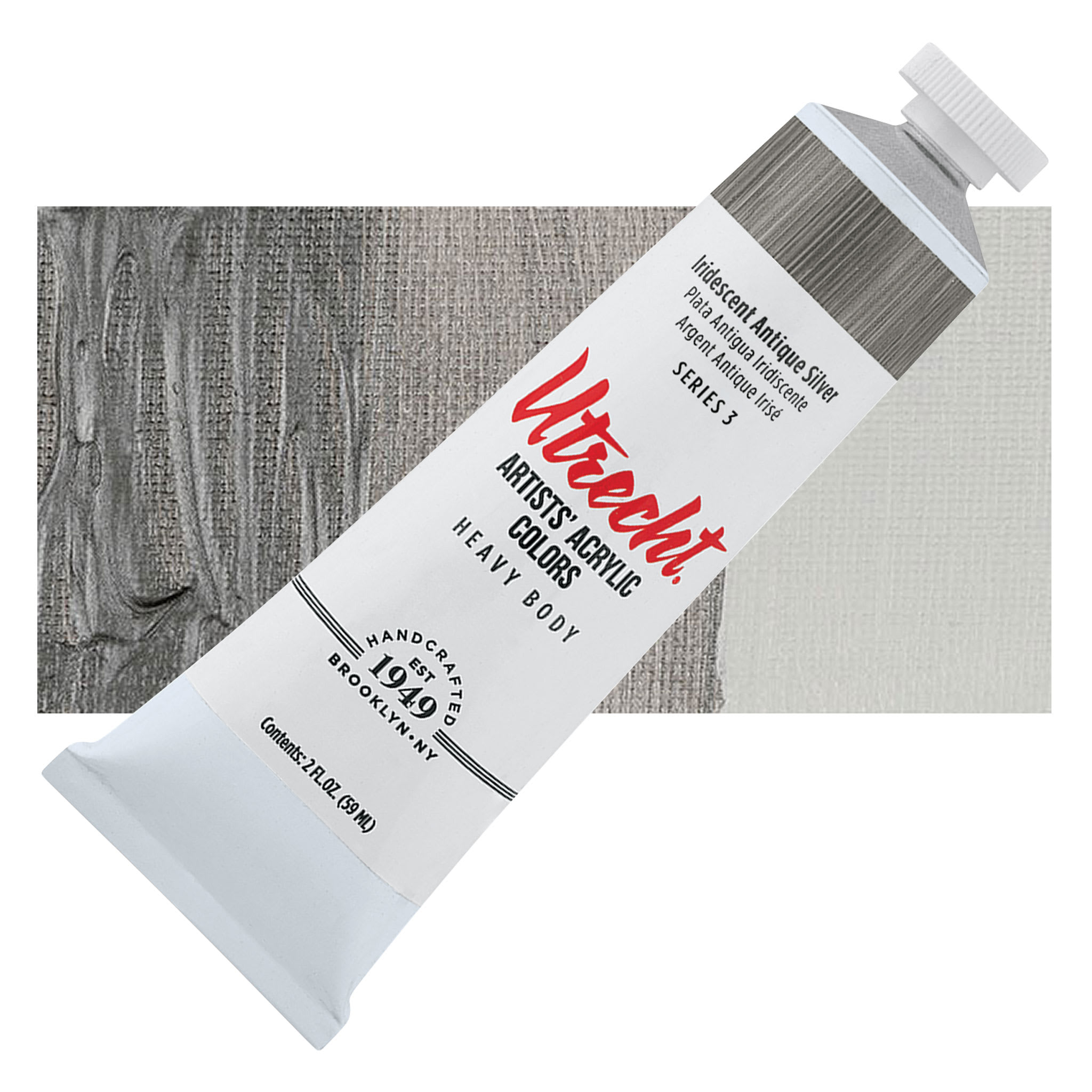 Utrecht Artists' Acrylic Paint - Iridescent Antique Silver, 2 oz tube