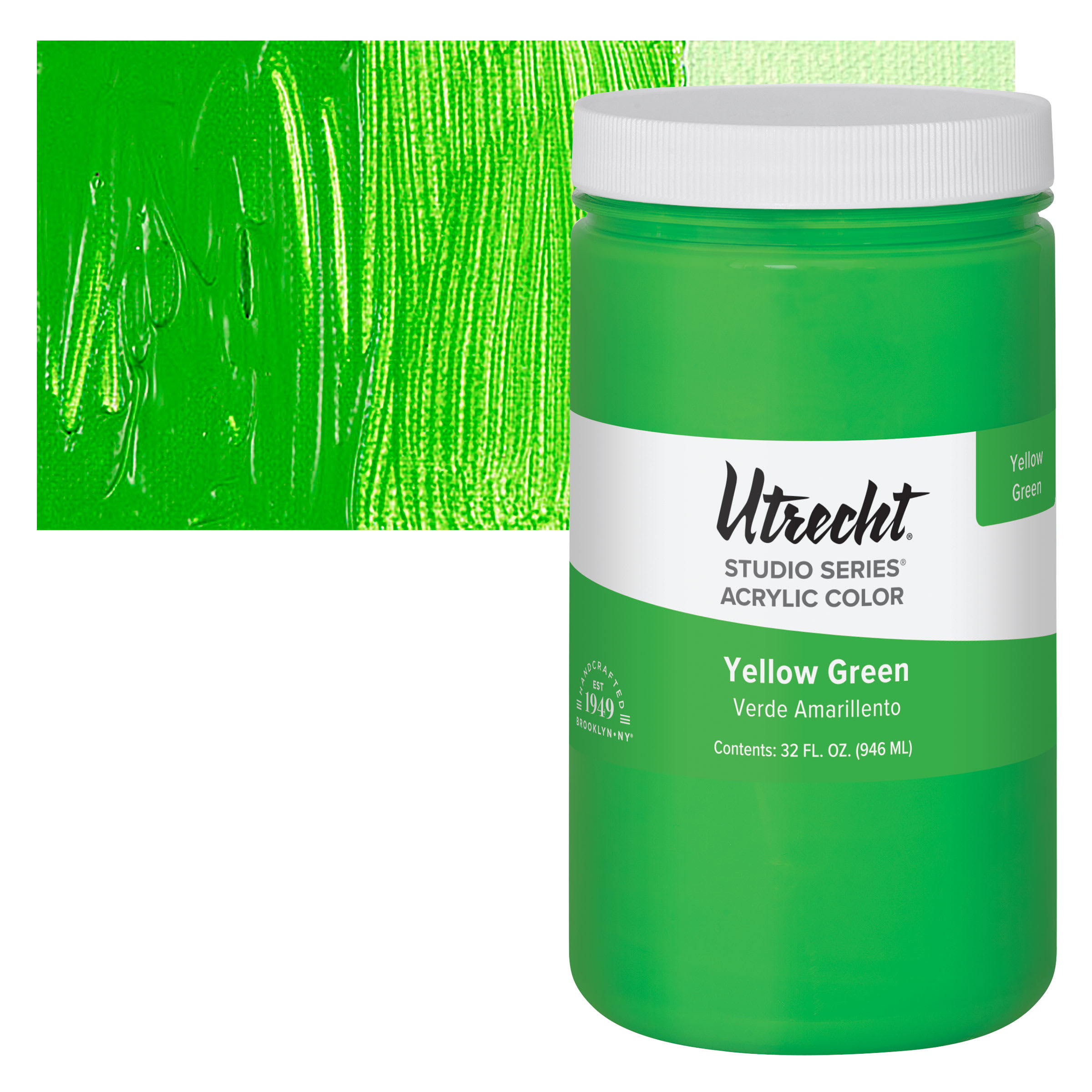 Utrecht Studio Series Acrylic Paint - Yellow Green, Quart