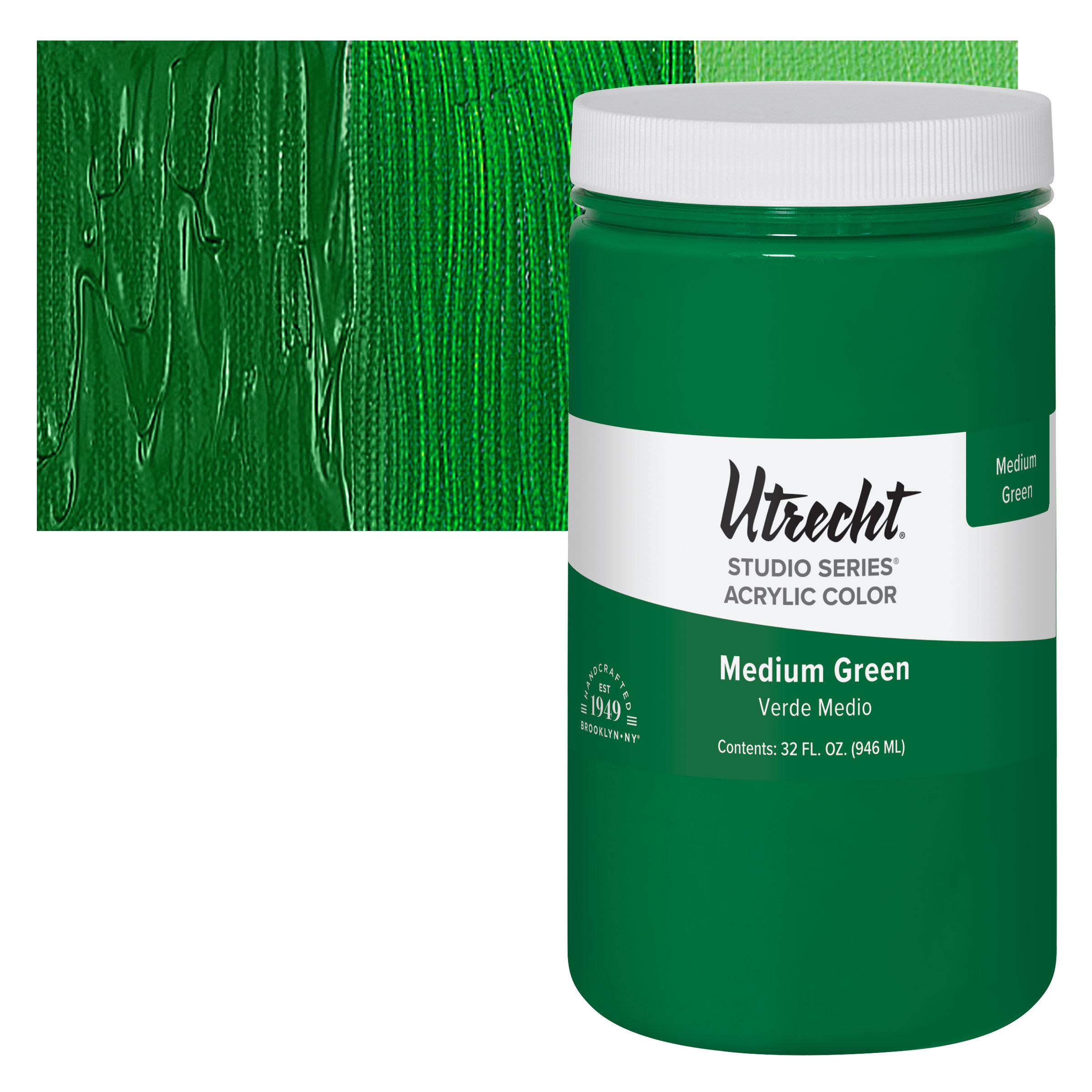 Utrecht Studio Series Acrylic Paint - Medium Green, Quart
