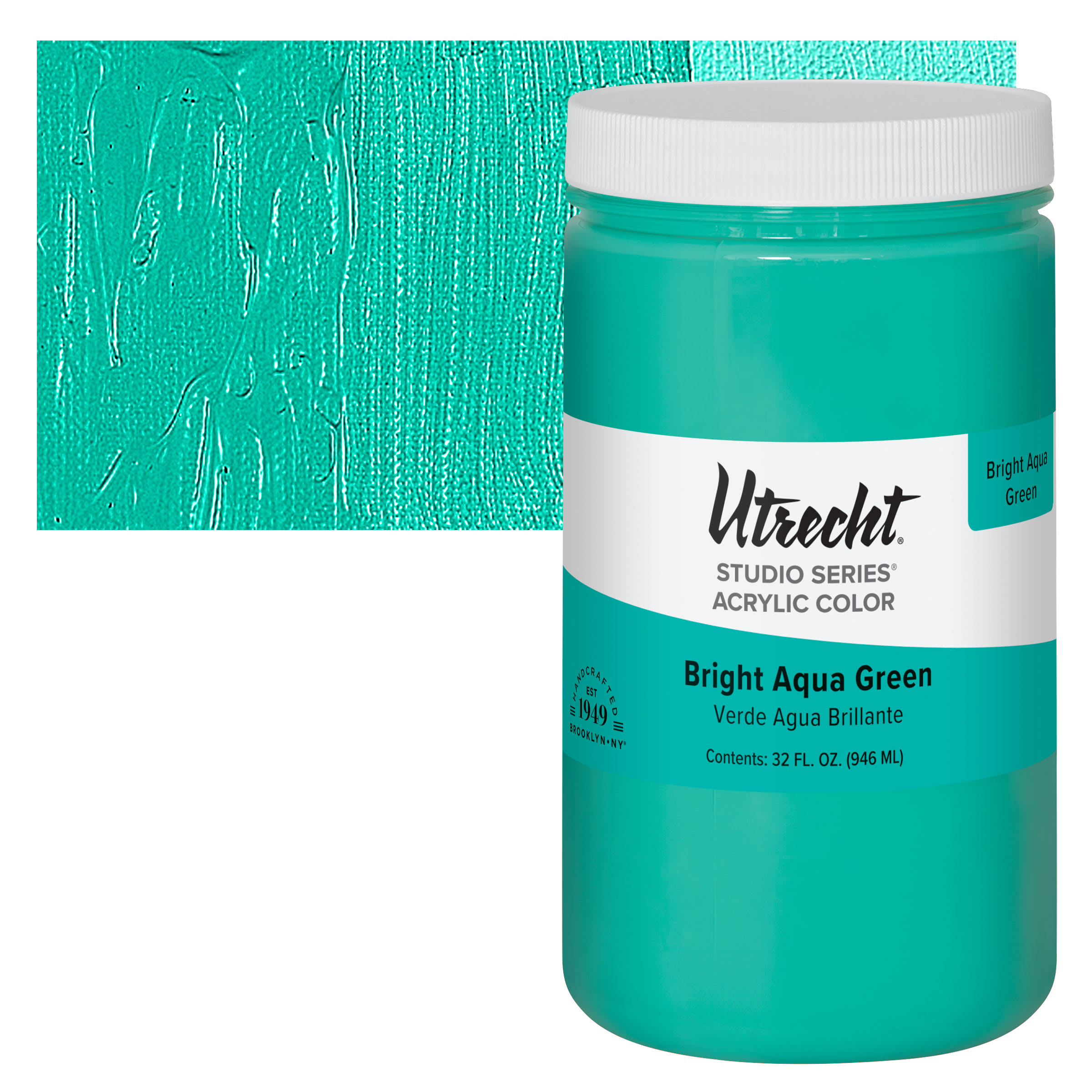 Utrecht Studio Series Acrylic Paint - Bright Aqua Green, Quart