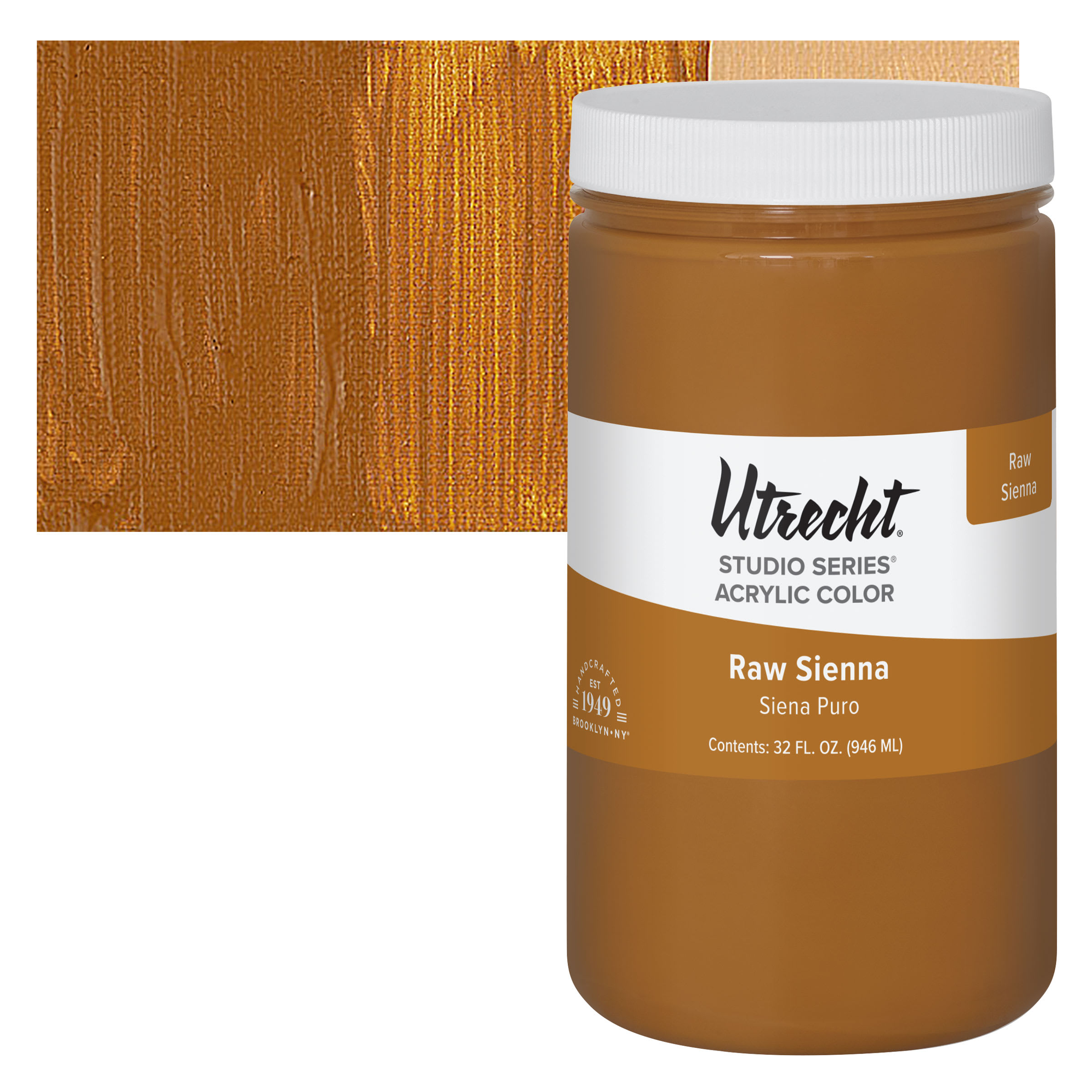Utrecht Studio Series Acrylic Paint - Raw Sienna, Quart