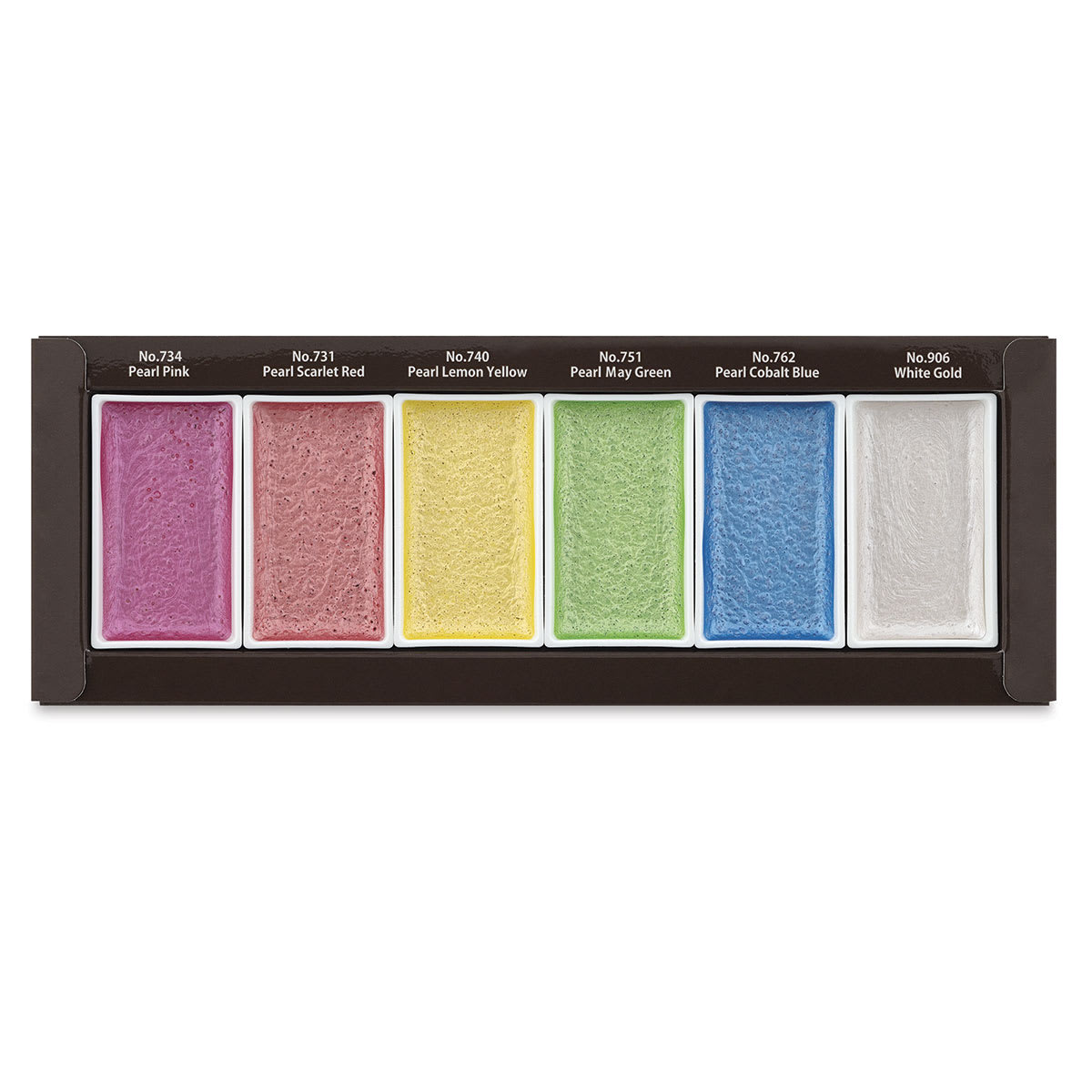 Kuretake Gansai Tambi Watercolor Paint Pan - Set of 6, Pearl Colors