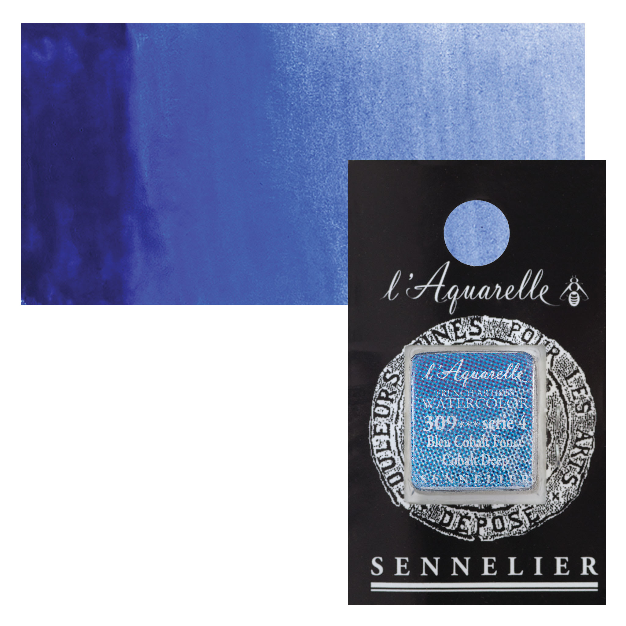 Sennelier French Artists' Watercolor - Cobalt Deep, half pan