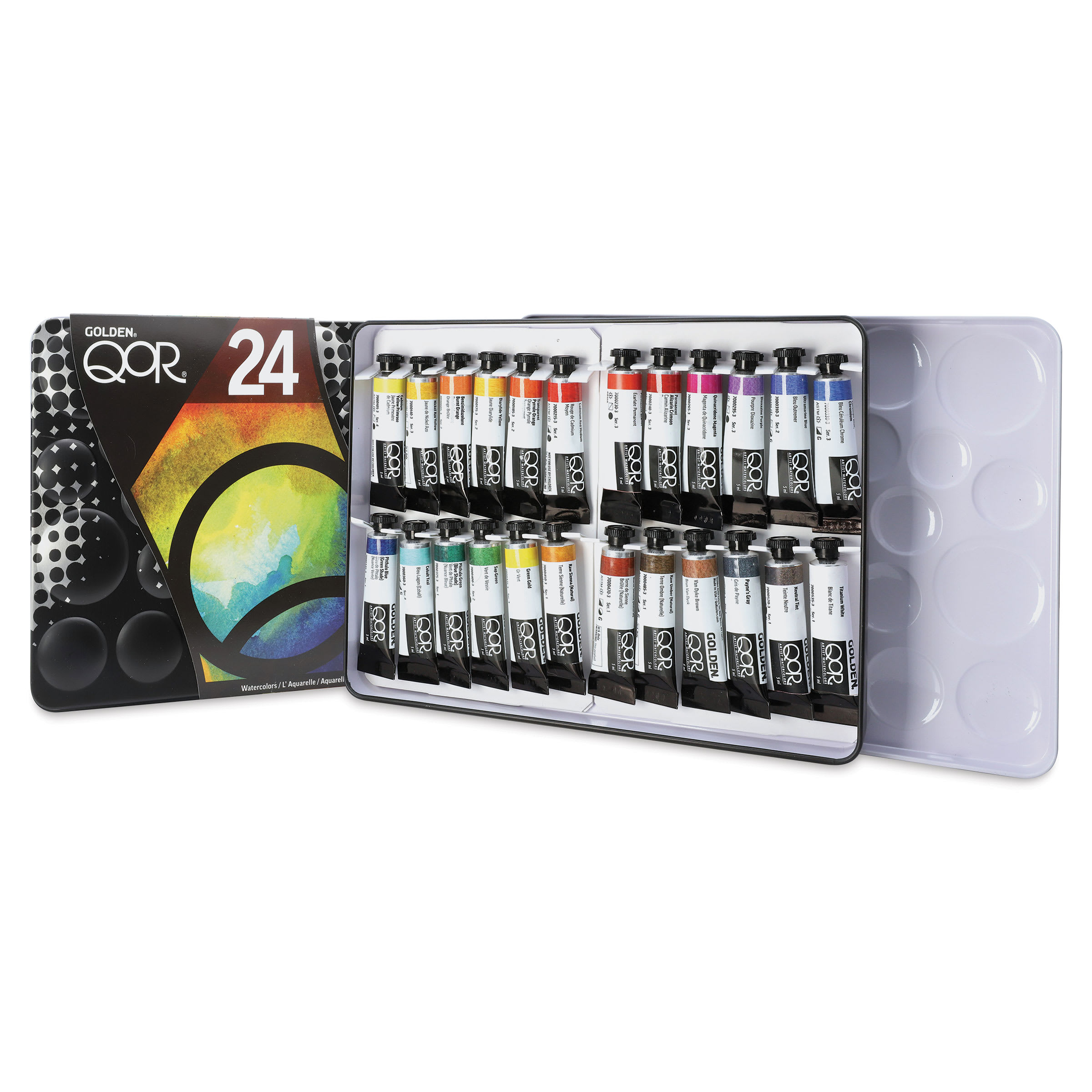 QoR Modern Watercolors - Set of 24, Assorted Colors, 5 ml Tubes